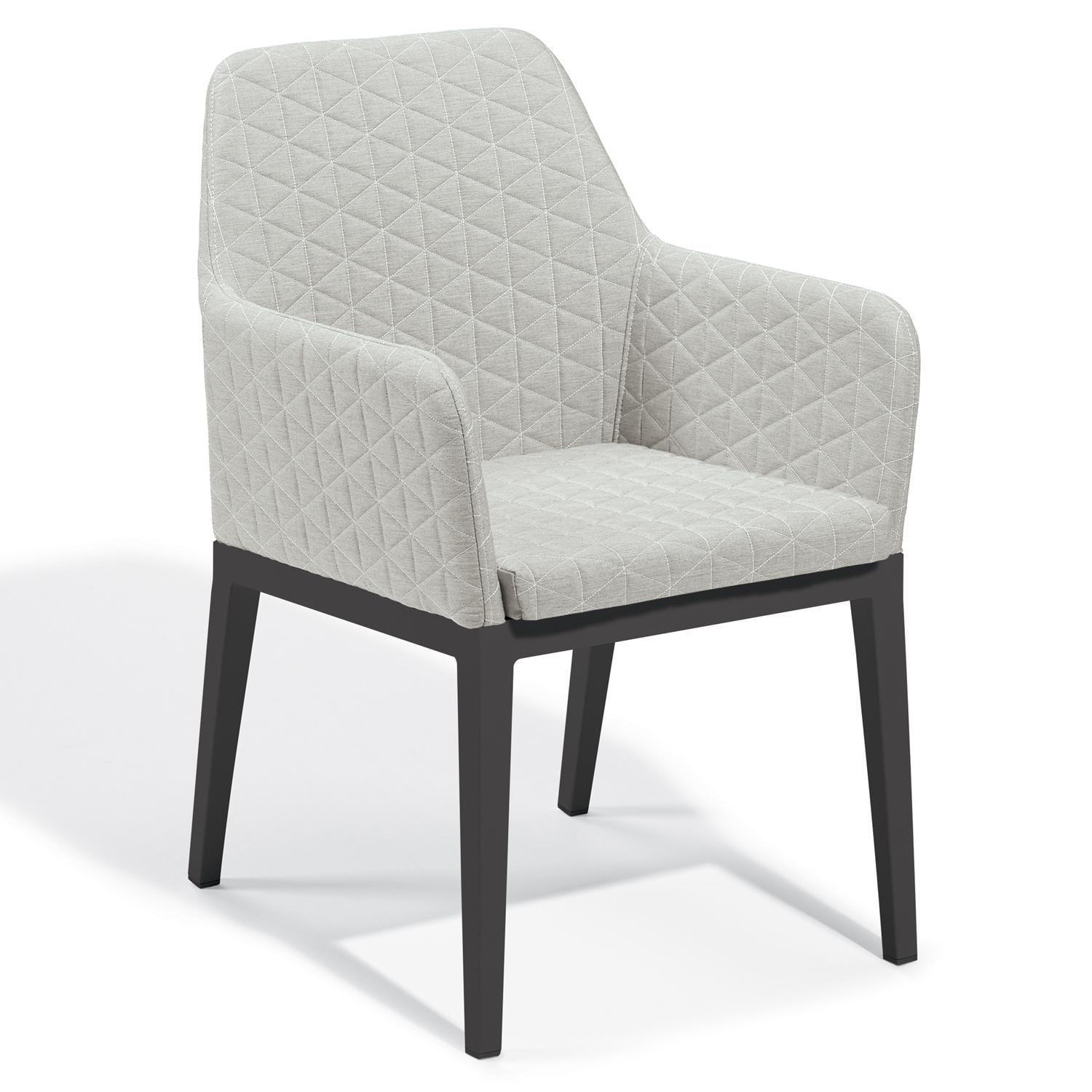 Oland Aluminum Dining Chair in Carbon/Quilted Canvas Granite By Oxford Garden