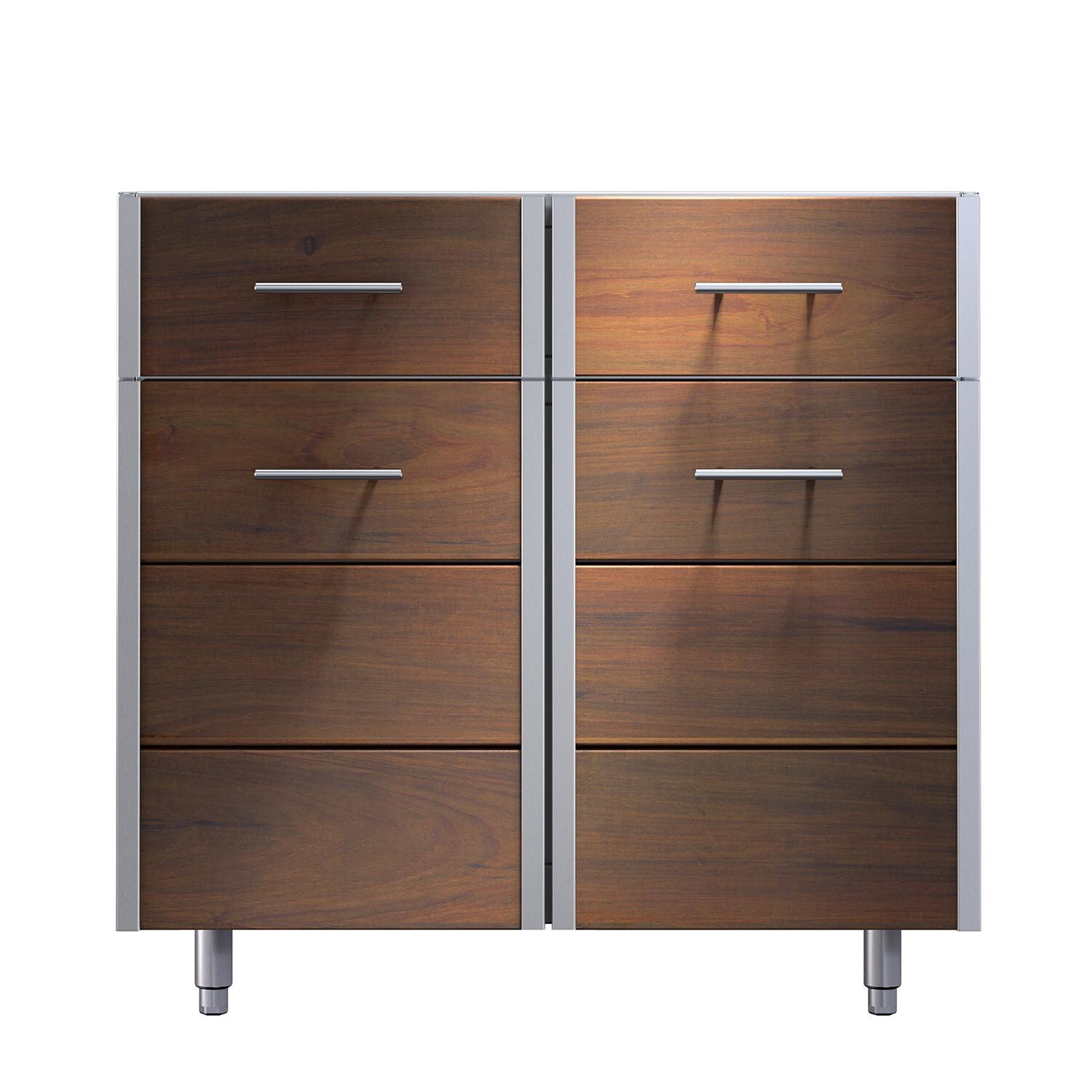 Kalamazoo Arcadia 36 Inch Cabinet - Drawers Over Doors - Ipe Finish - KD-36-4-IPE-S4