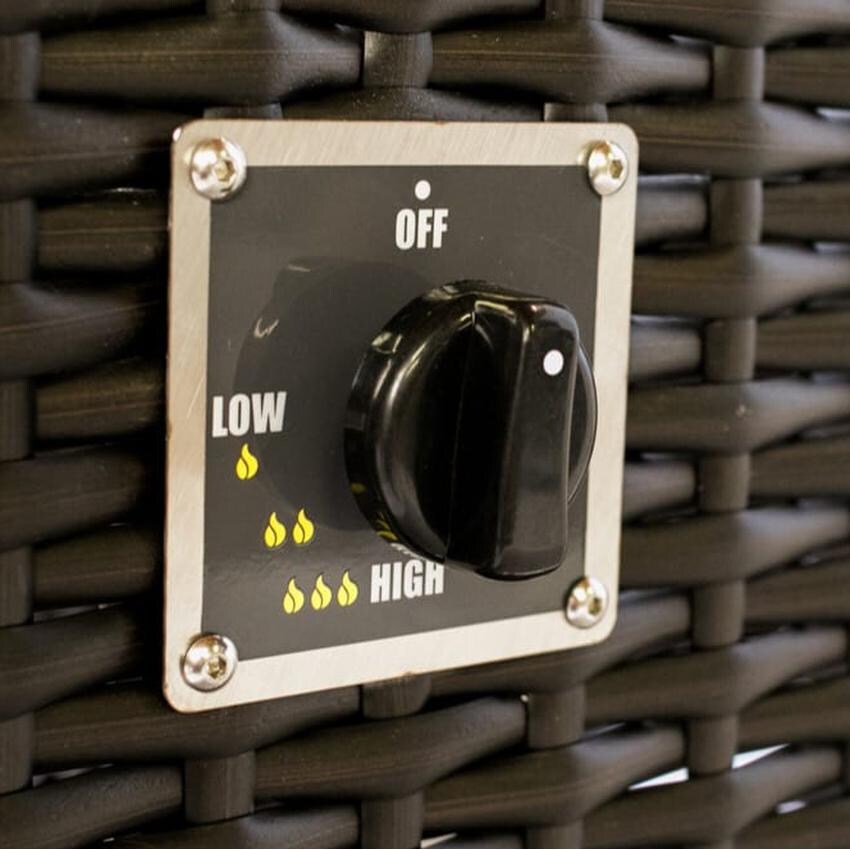 Tretco 54-Inch Rectangular Wicker Fire Pit Table - Dark Brown W/ Tile Top - Valve Knob thumbnail