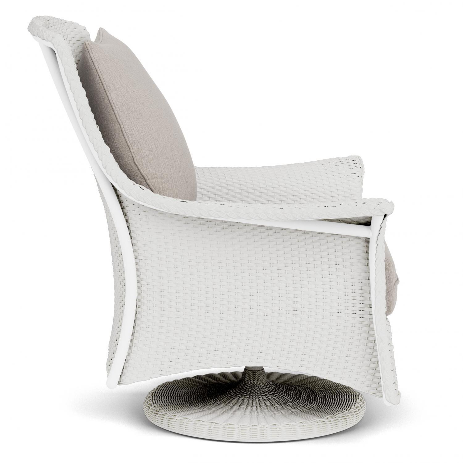 Lloyd Flanders Mandalay Swivel Rocker Lounge Chair in Matte White Finish with Remy Cloud fabric - Side thumbnail