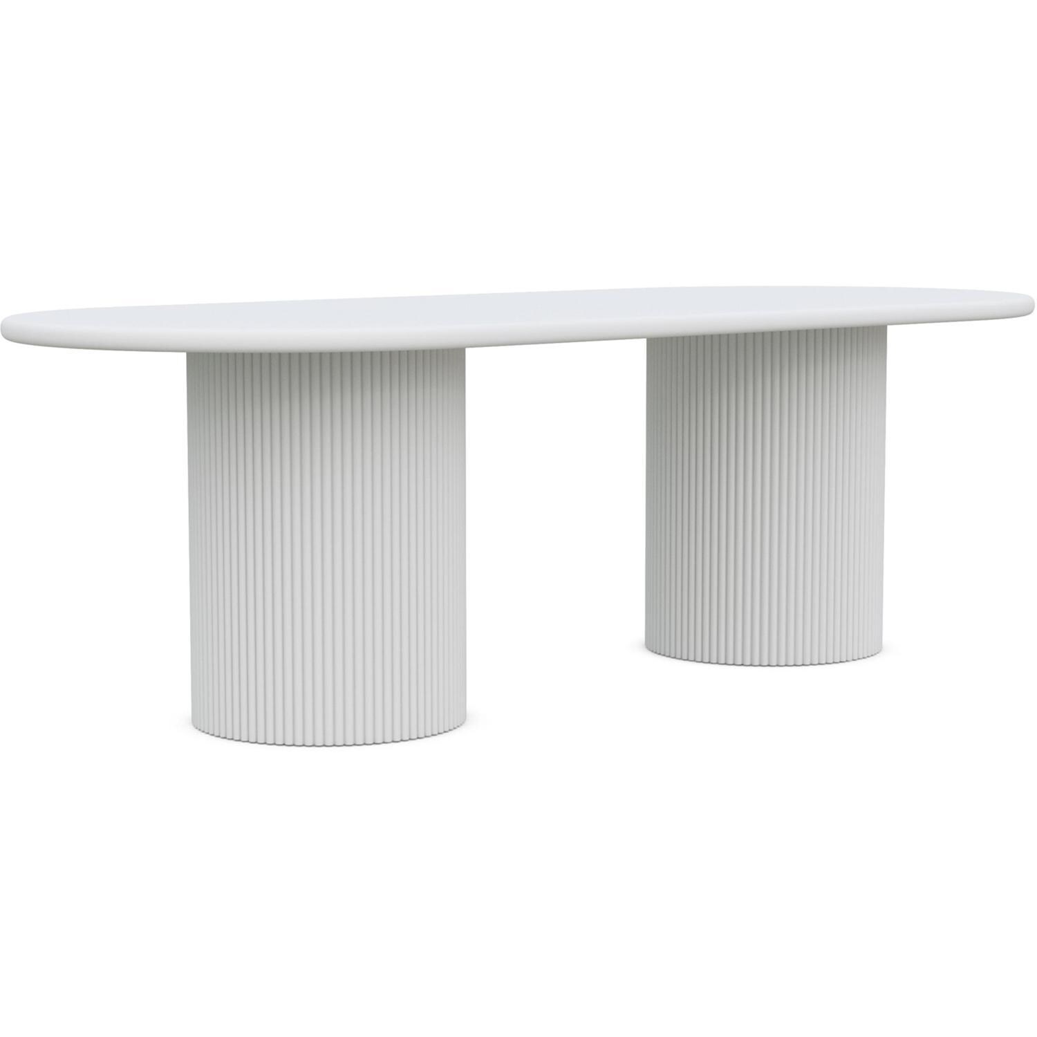 Azzurro Living Palma 96 Inch White Aluminum Dining Table - Angled - White Background thumbnail