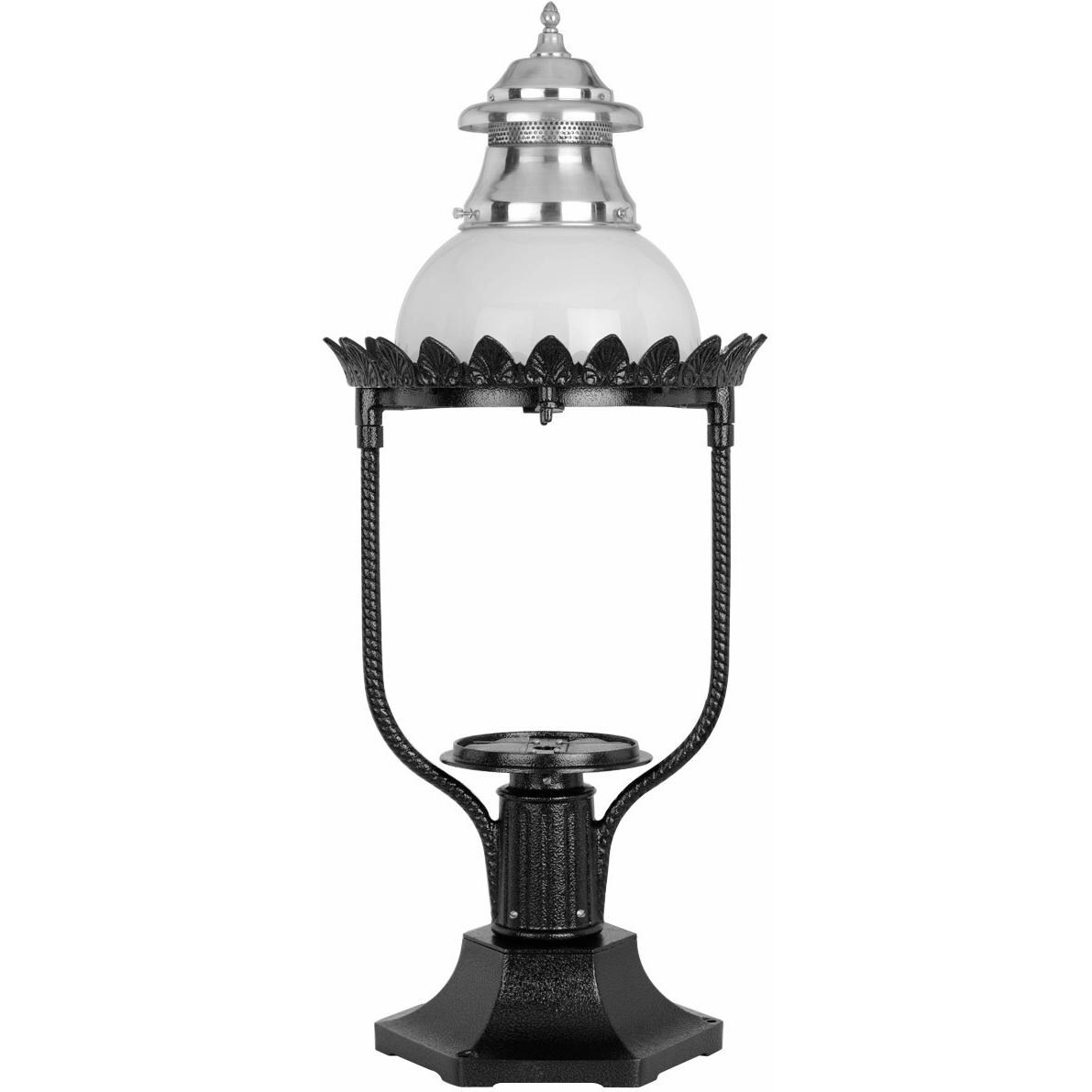 American Gas Lamp Works GL48 Cast Aluminum Manual Ignition Propane Gas Light With Open Flame Burner And Pedestal Mount