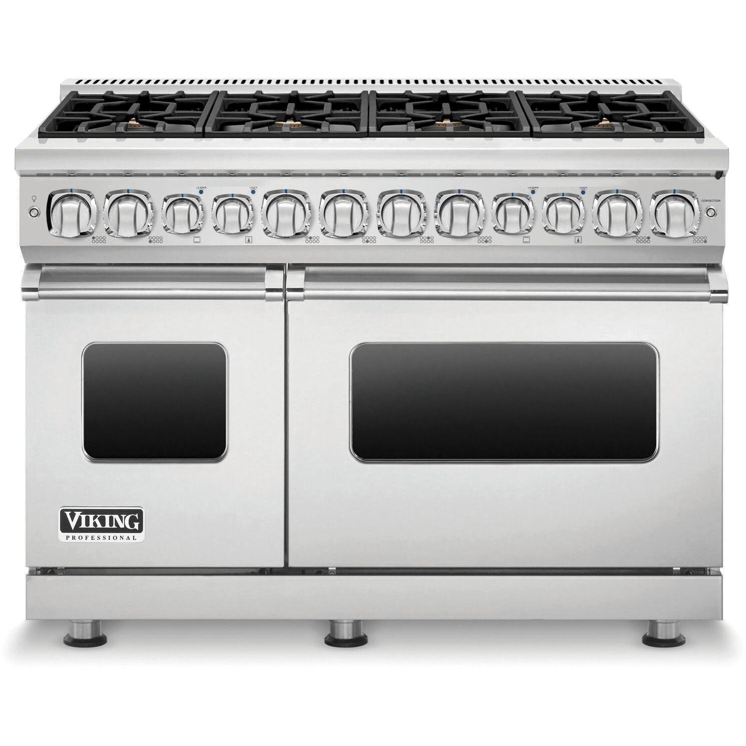 Viking Professional 7 Series 48-Inch 8 Burner Natural Gas Dual Fuel Range - Stainless Steel - VDR7488BSS
