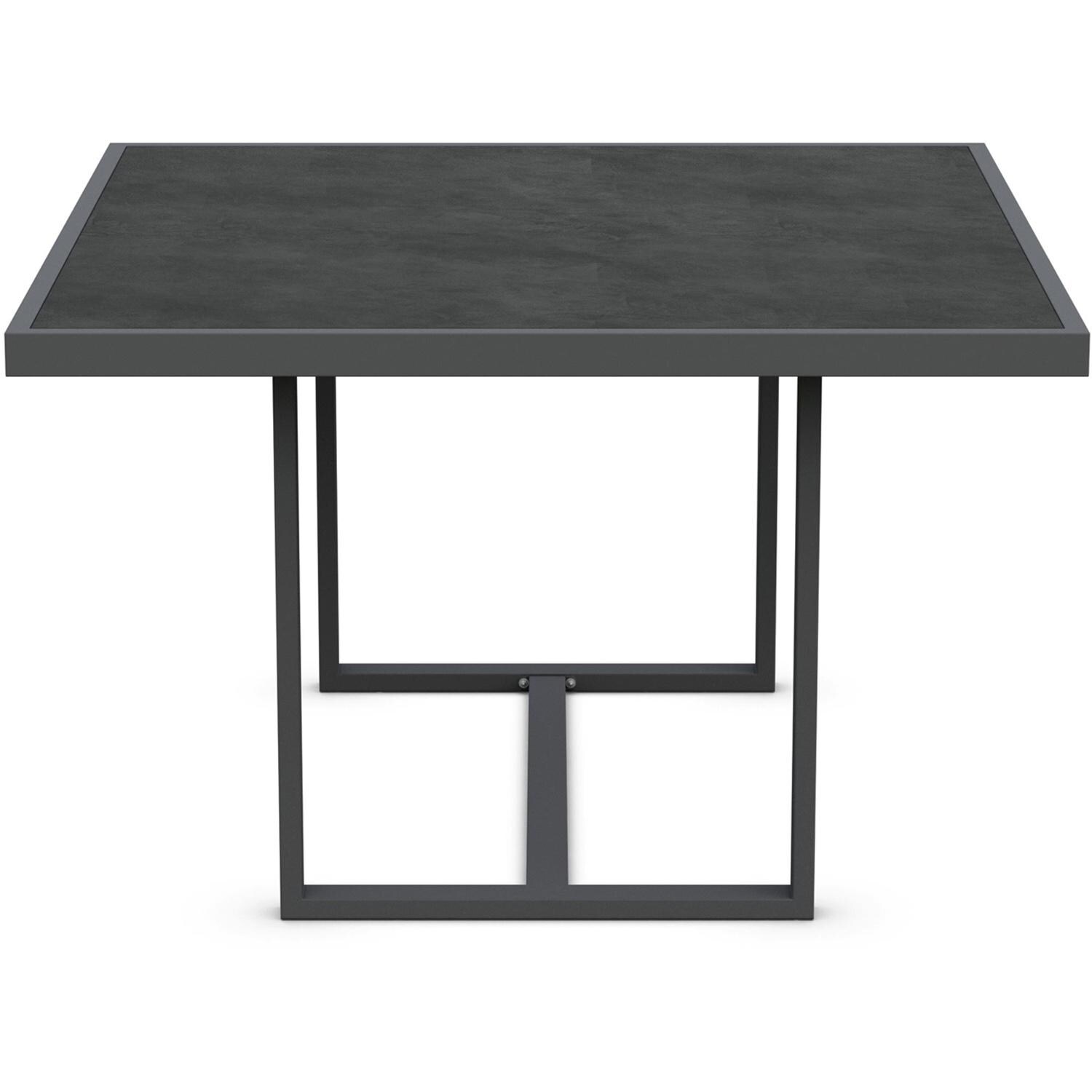 Azzurro Living Pavia 48 Inch Charcoal Aluminum Dining Table W/ Micron Dekton Top - Side - White Background thumbnail