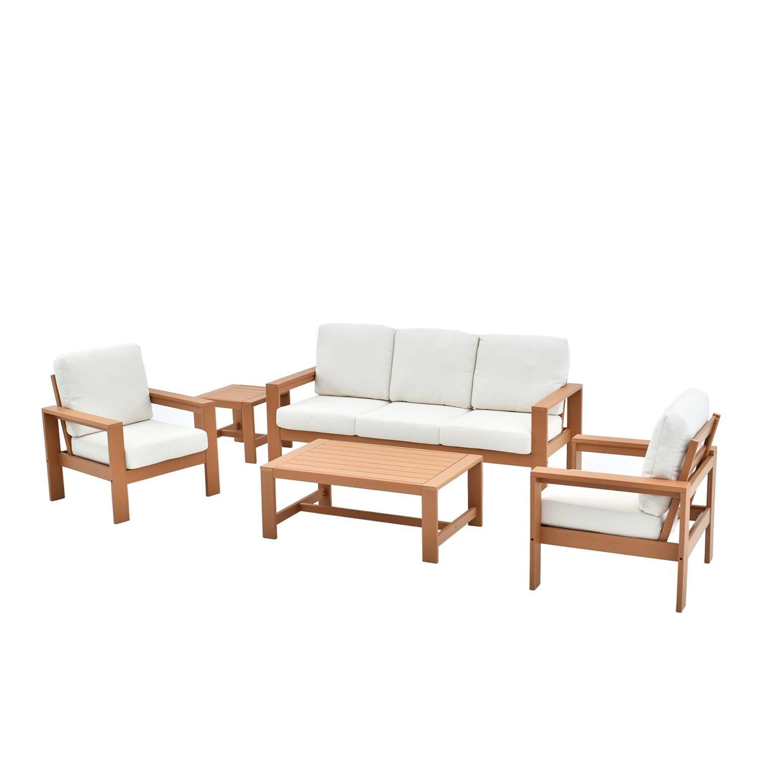 Corbin Bay 5 Pc Set Polyresin Seating Set By Lakeview Outdoor Designs - White Background thumbnail
