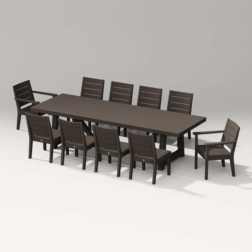 Latitude 11 Pc A-Frame Table Dining Set in Vintage Coffee by PW Designer Series - White Background thumbnail