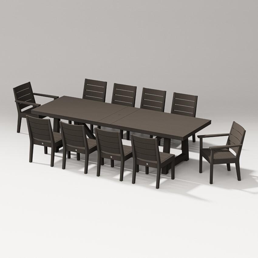 Latitude 11 Pc A-Frame Table Dining Set in Vintage Coffee By PW Designer Series