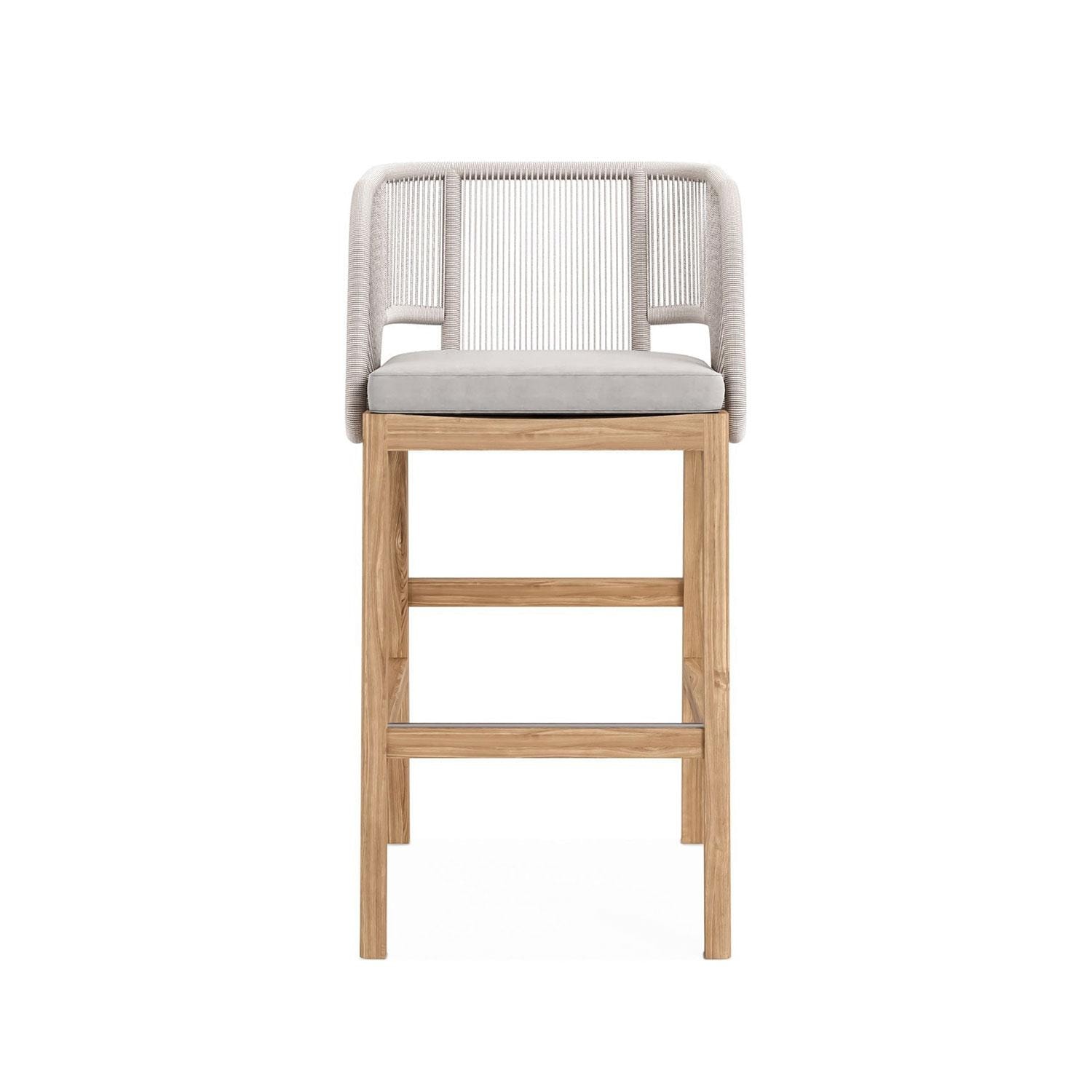 Willowlake Teak Bar Chair in Silver by Lakeview Outdoor Designs - Front View - White Background thumbnail