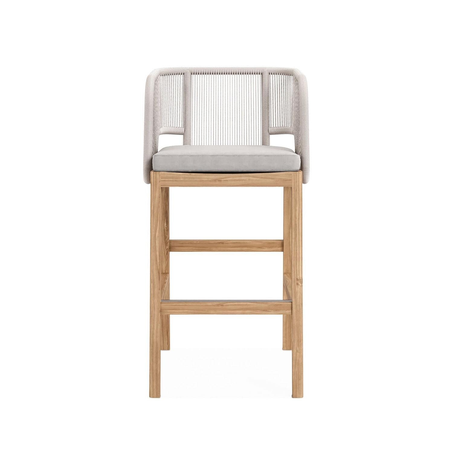 Willowlake Teak Bar Chair in Silver by Lakeview Outdoor Designs - Front View - White Background thumbnail
