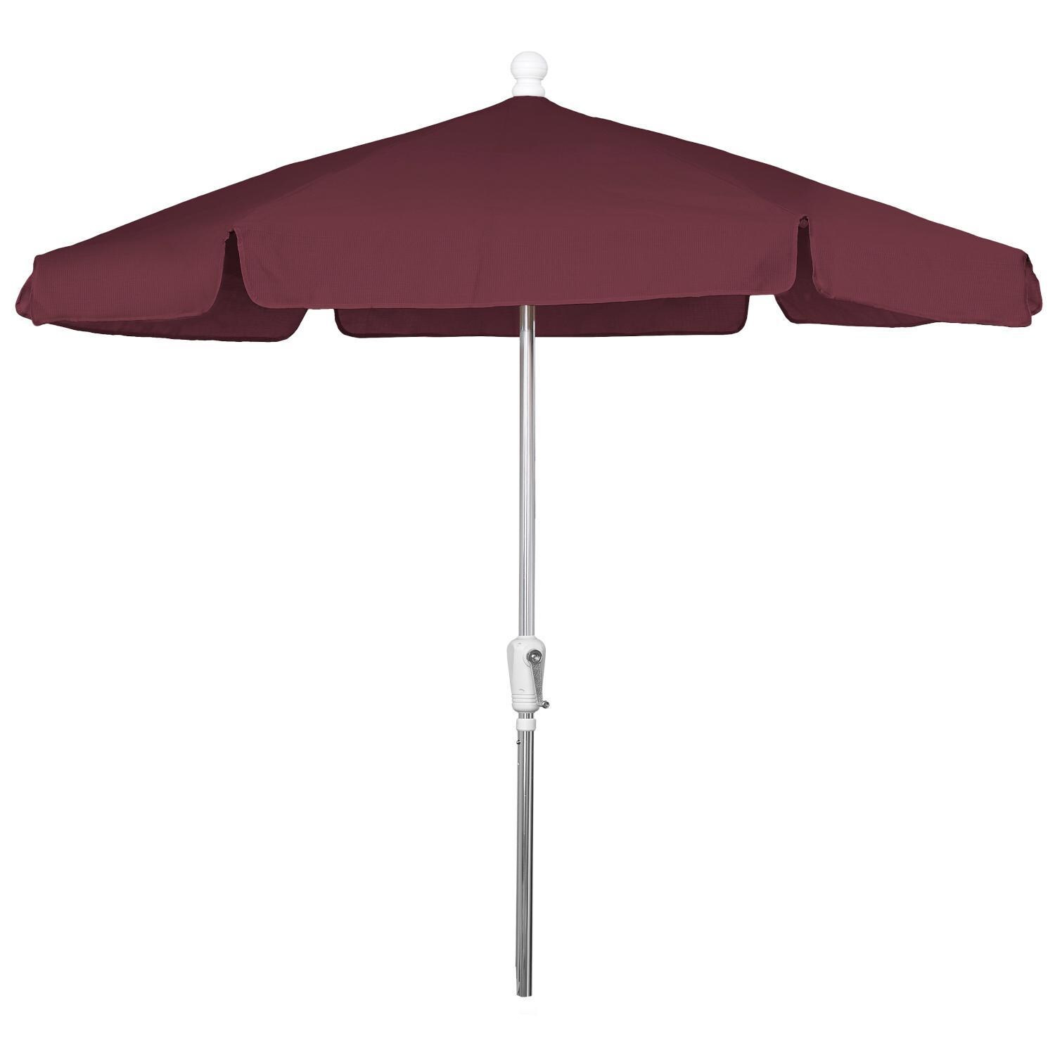 FiberBuilt 7.5 Ft Aluminum Market Patio Umbrella With Crank Lift - Burgundy thumbnail