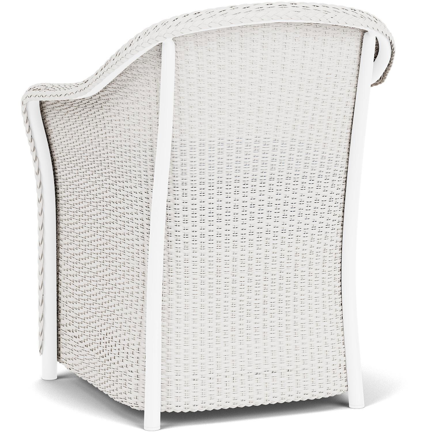 Lloyd Flanders Weekend Retreat Dining Armchair in White Finish W/ Demo Skyway Fabric - Back Left thumbnail