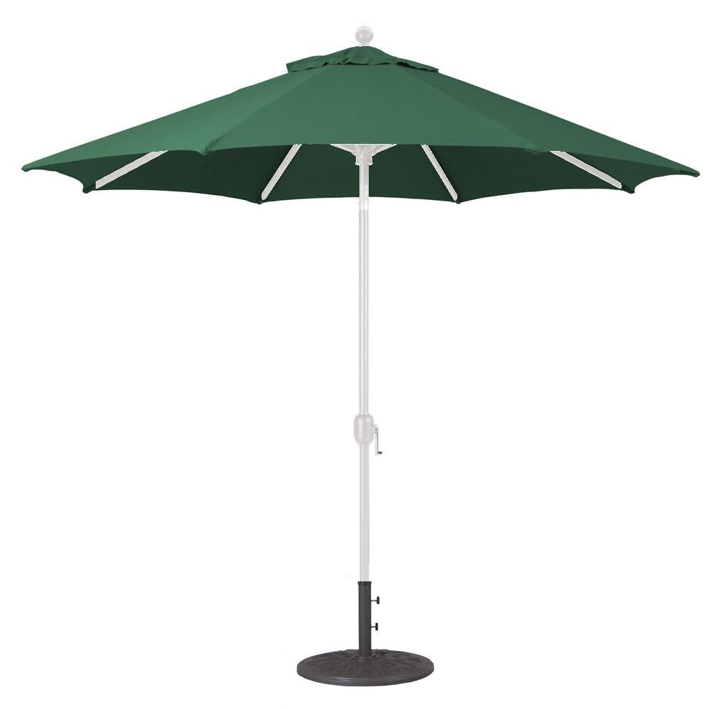 Galtech 9 Ft. Octagonal Aluminum Patio Umbrella W/ Crank Lift & Deluxe Auto Tilt - White Frame W/ Forest Green Sunbrella Fabric (Umbrella Base Not Included) thumbnail