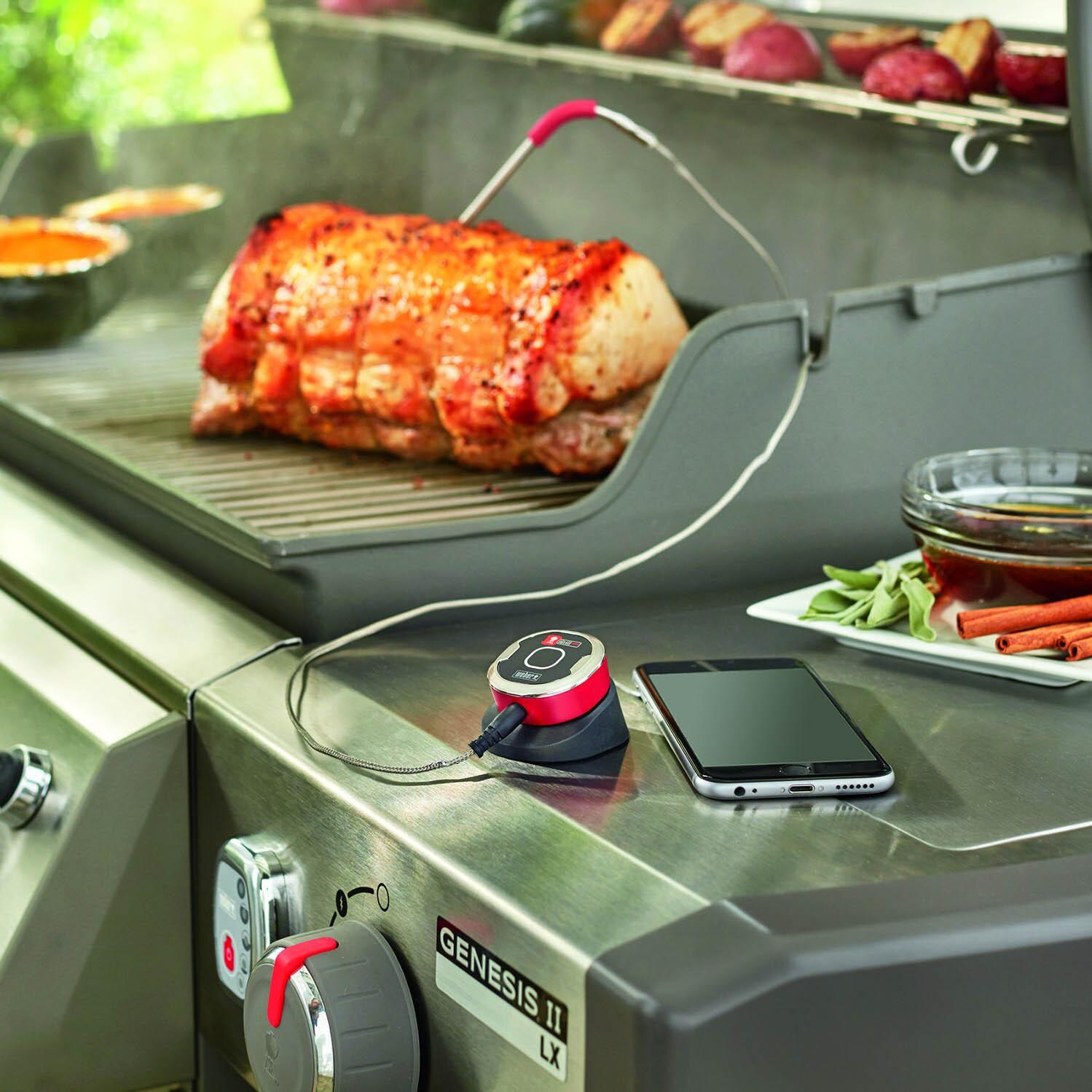 Weber 7202 iGrill Mini Smart LED Wireless Bluetooth Grill Thermometer - In Use With Gas Grill thumbnail