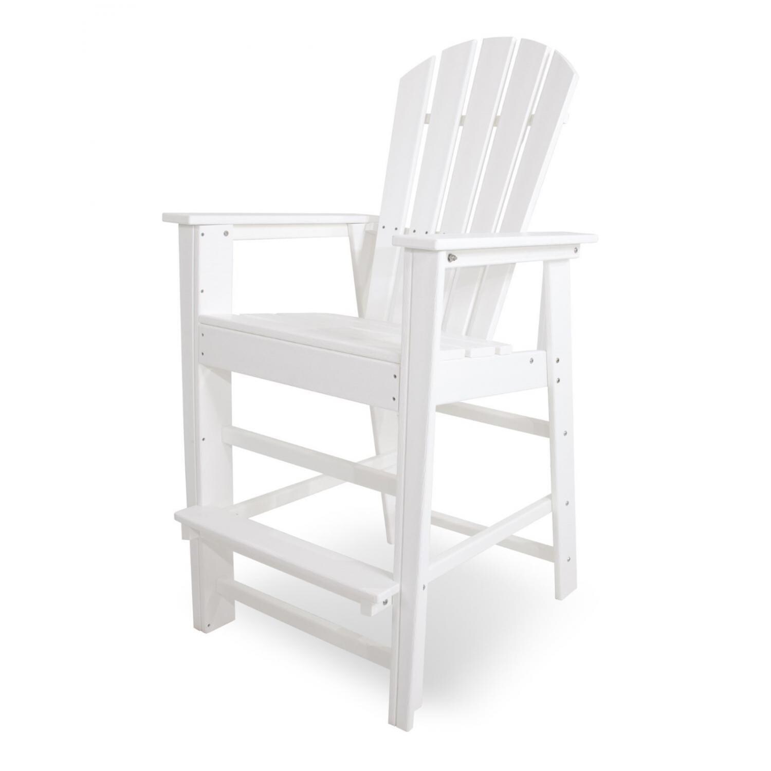 South Beach White Recycled Plastic Wood Patio Adirondack Bar Stool By POLYWOOD