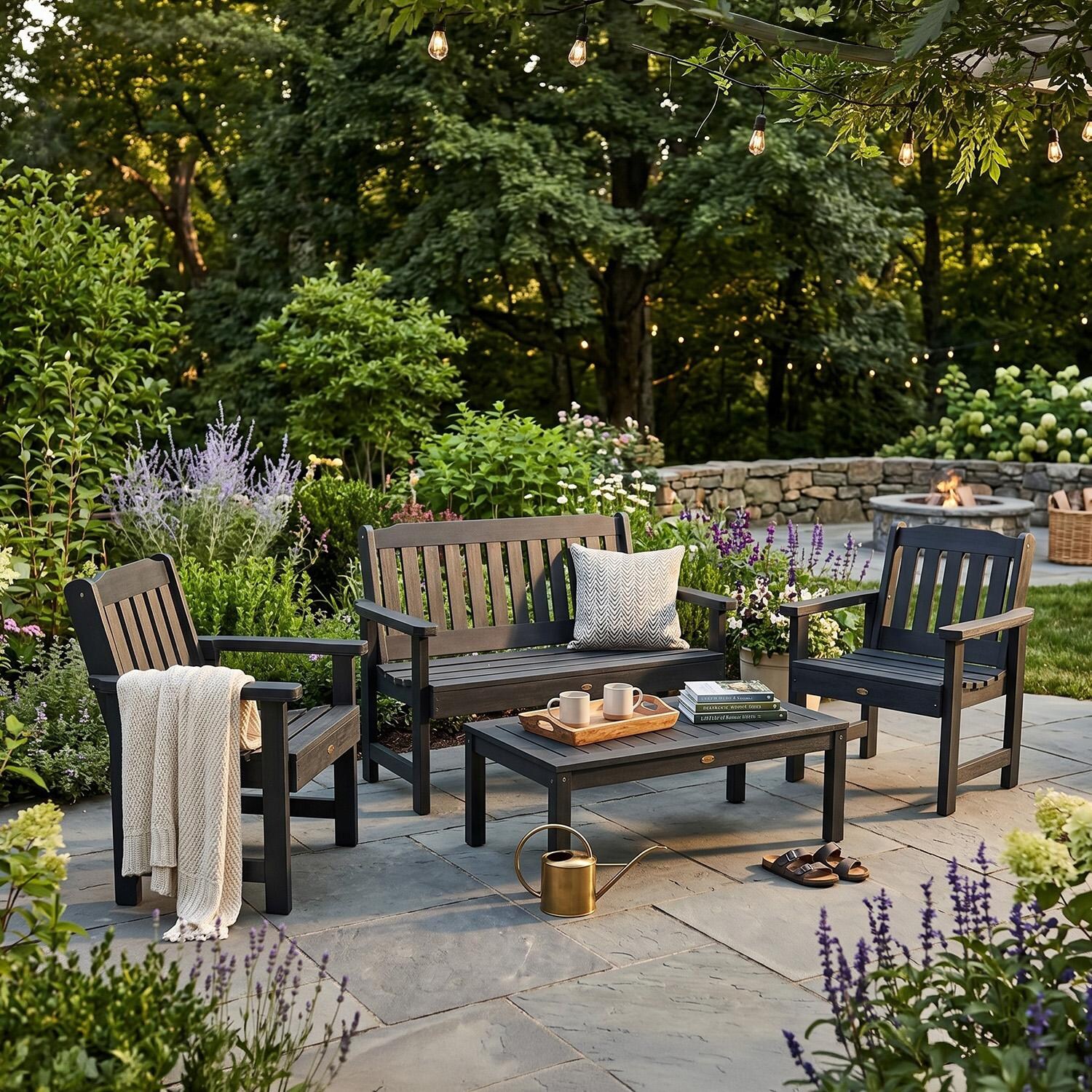 Hart Lane 4 Pc Set Recycled Plastic Seating Set in Federal Blue by Lakeview Outdoor Designs