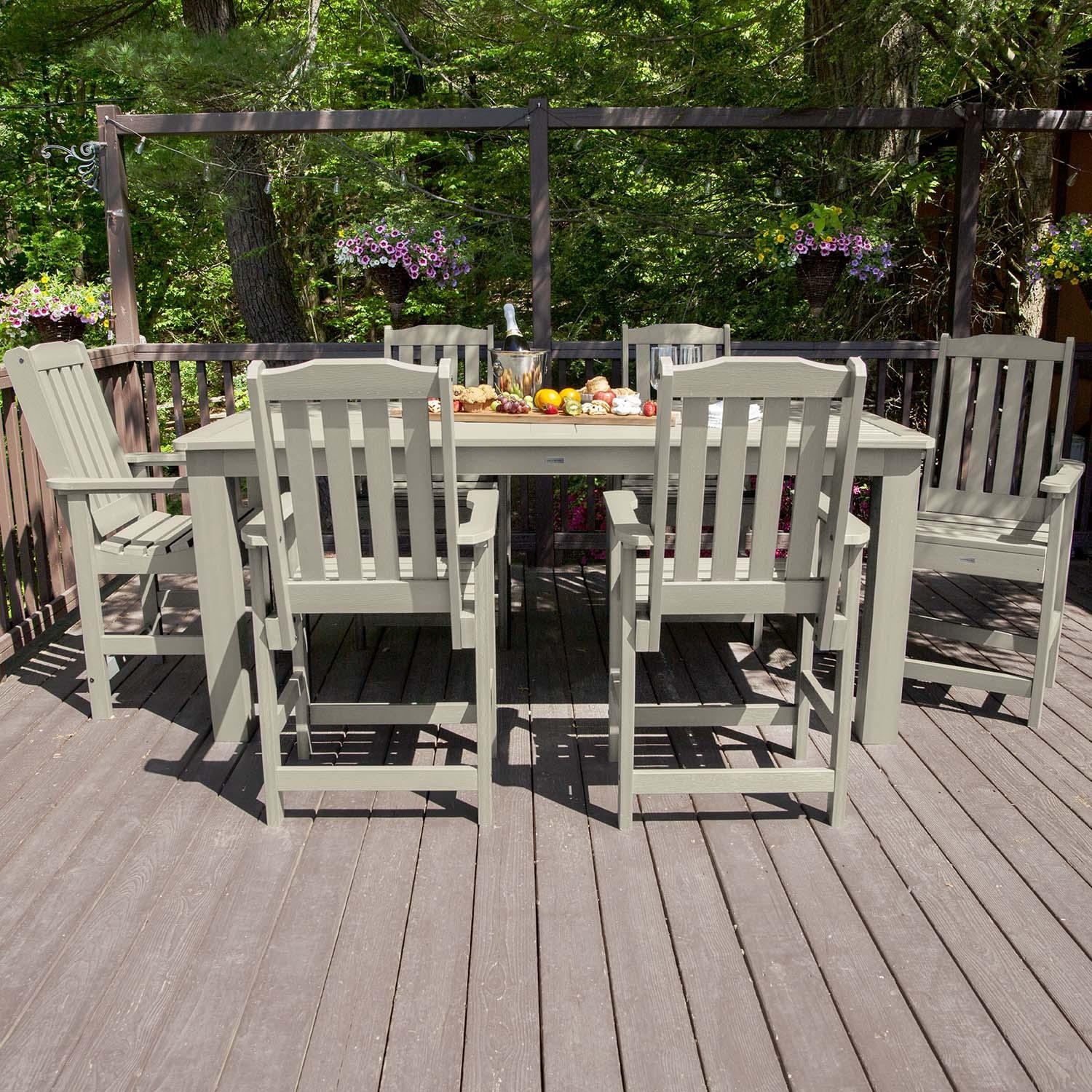 Lakeview Outdoor Designs Hart Lane 7 Pc Recycled Plastic Counter Height Dining Set in Whitewash by - LV-ST7LH2CO5BA-WAE