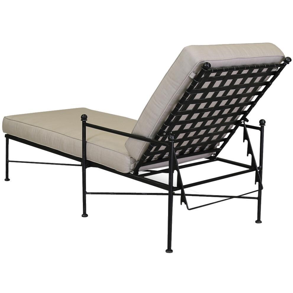 Provence 2 Piece Wrought Iron Patio Chaise Lounge - Back View - White Background thumbnail