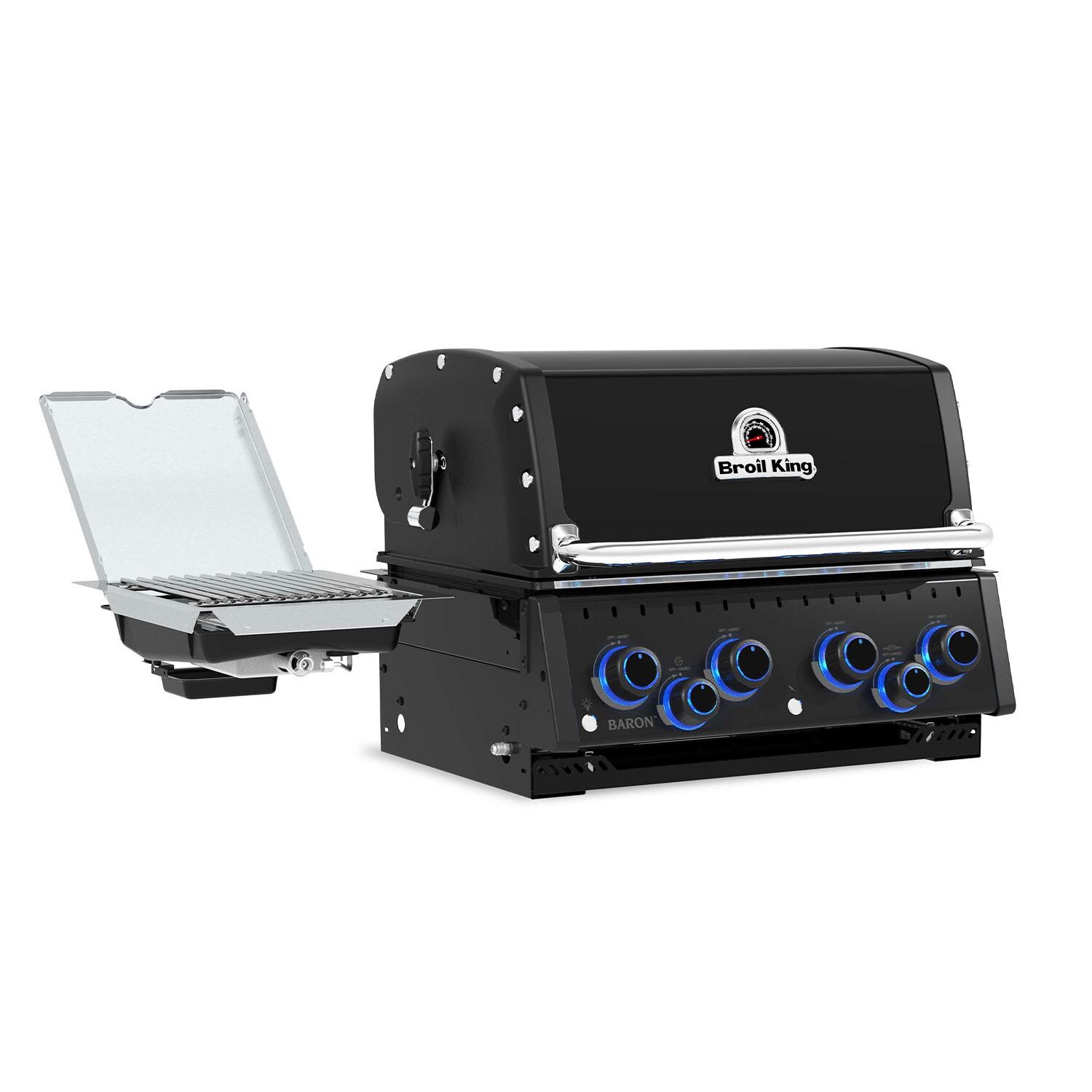 Broil King 875644 Baron 420 IR Shadow 4 Burner Propane Grill - Lid Down - Angled Right - White Background thumbnail