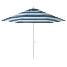 California Umbrella Sun Master Series 11 Ft Octagonal Aluminum Collar Tilt Patio Umbrella W/ Crank Lift, Fiberglass Ribs & Double Vent - Matted White Frame / Sunbrella Cabana Regatta Canopy image