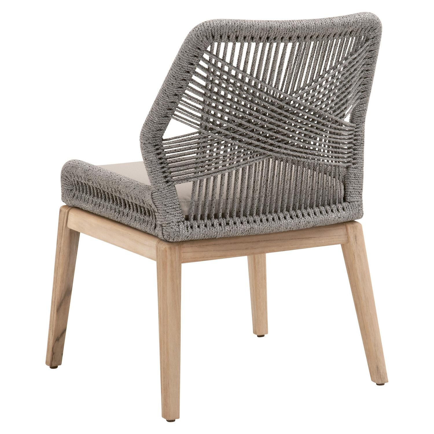 Lakeview Peninsula Way 2 Pc Woven Rope Dining Side Chair in Platinum - Back Angle View thumbnail