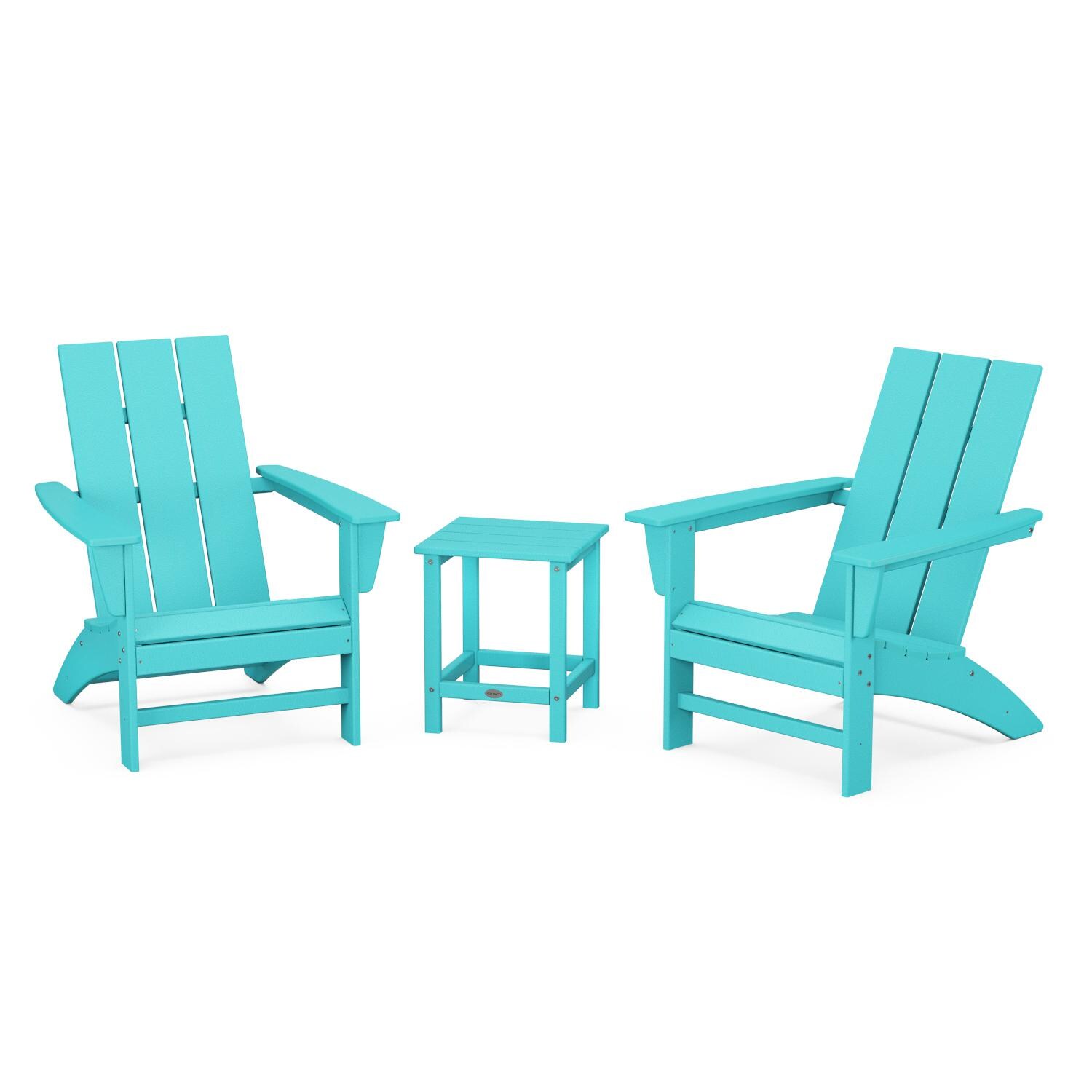POLYWOOD Modern Aruba 3-Piece Adirondack Set w/ Long Island 18-Inch Side Table thumbnail