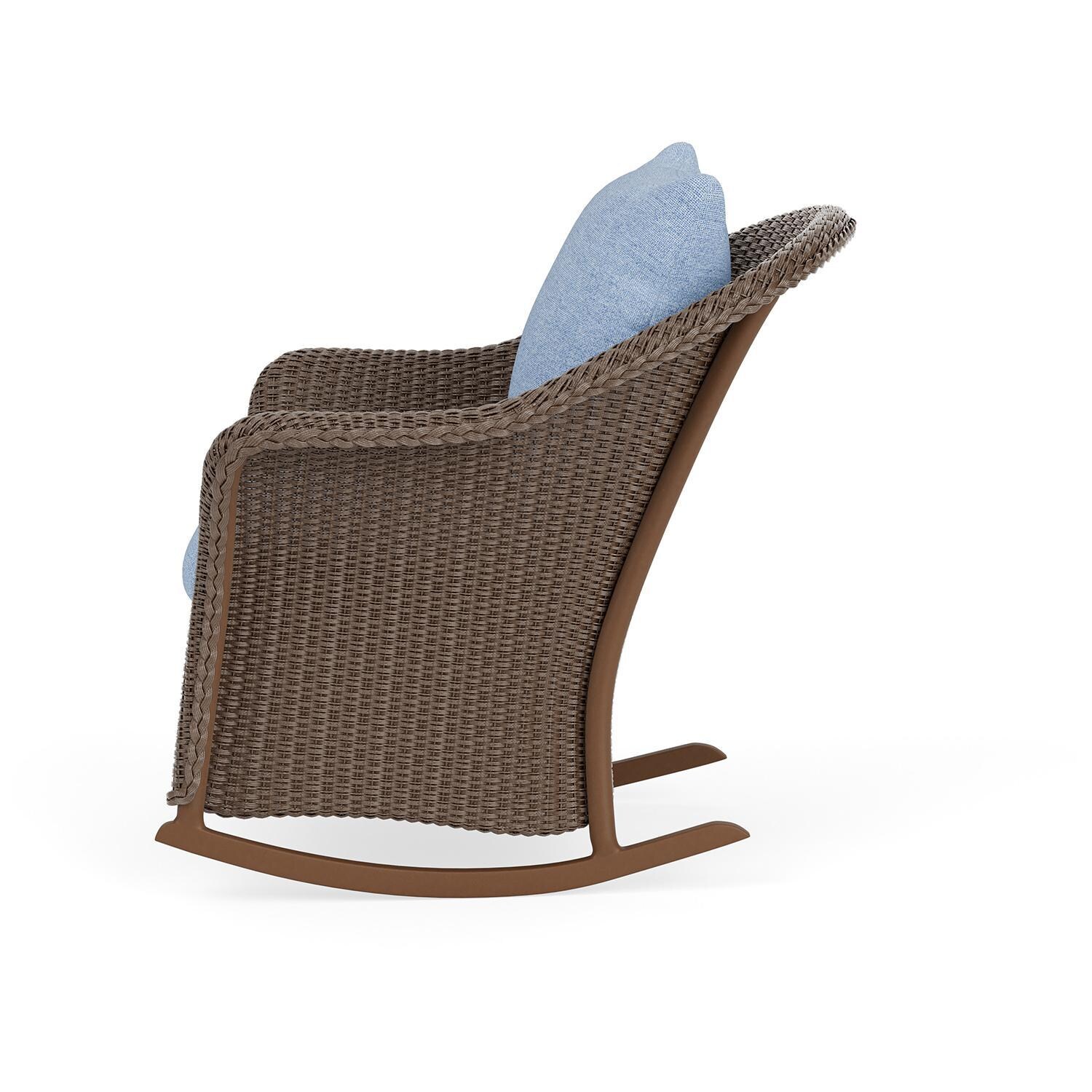 Lloyd Flanders Weekend Retreat Lounge Rocker in Bark Finish W/ Demo Skyway Fabric - Side thumbnail