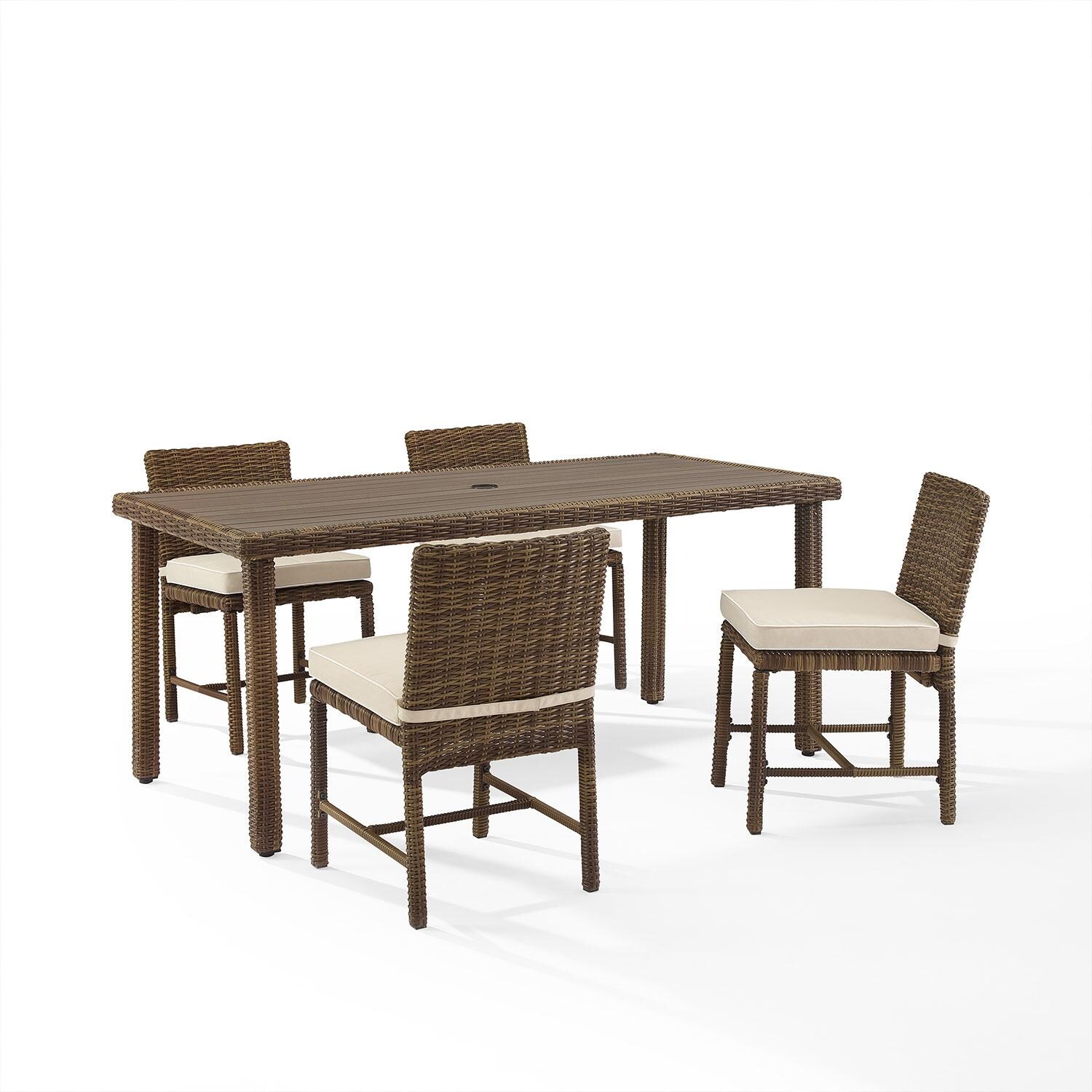 Ultimate Patio UP-92660WB-SA 5Pc Wicker Outdoor Dining Set in Sand - Display - White Background thumbnail