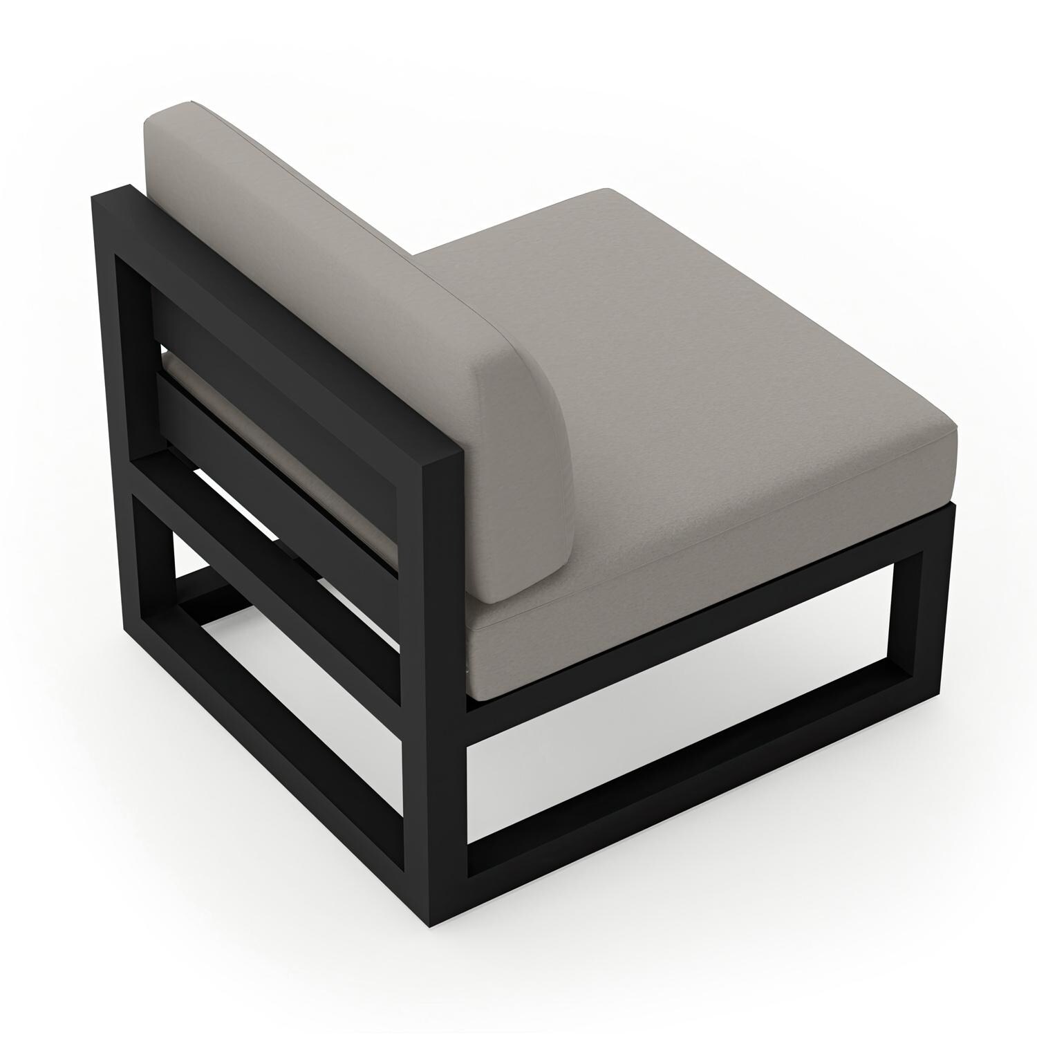 Lakeview MSTYCV-BK-MS-CC Misty Cove Aluminum Middle Club Chair in Black w/Canvas Charcoal Cushions by Lakeview Outdoor Designs - Angled Back - White Background thumbnail