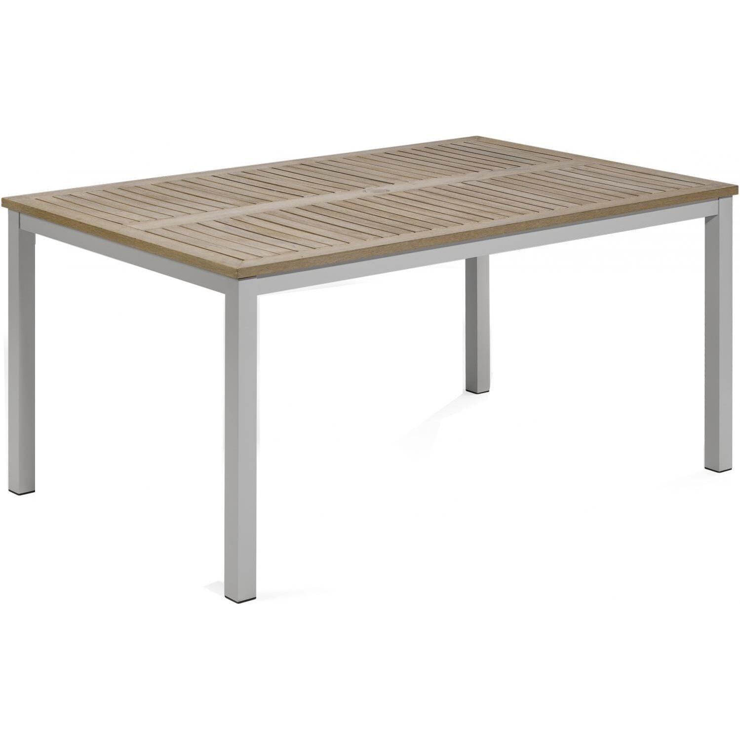 Travira 7 Piece Sling Patio Dining Set - 63-Inch Rectangular Aluminum Patio Dining Table With Vintage Tekwood Top thumbnail