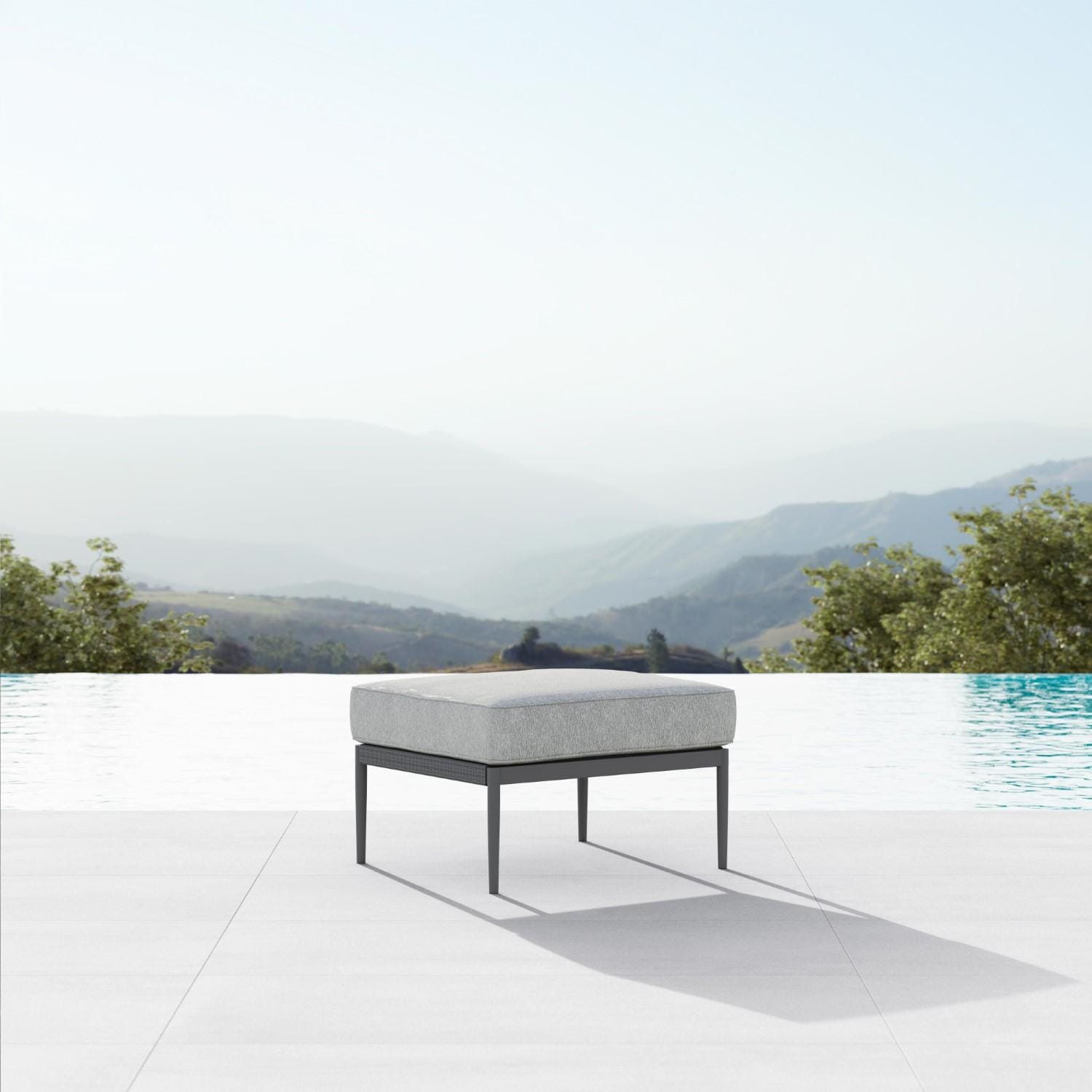 Azzurro Living Catalina Woven Rope Ottoman in Ash/Fog by - CAT-R07OT-CU