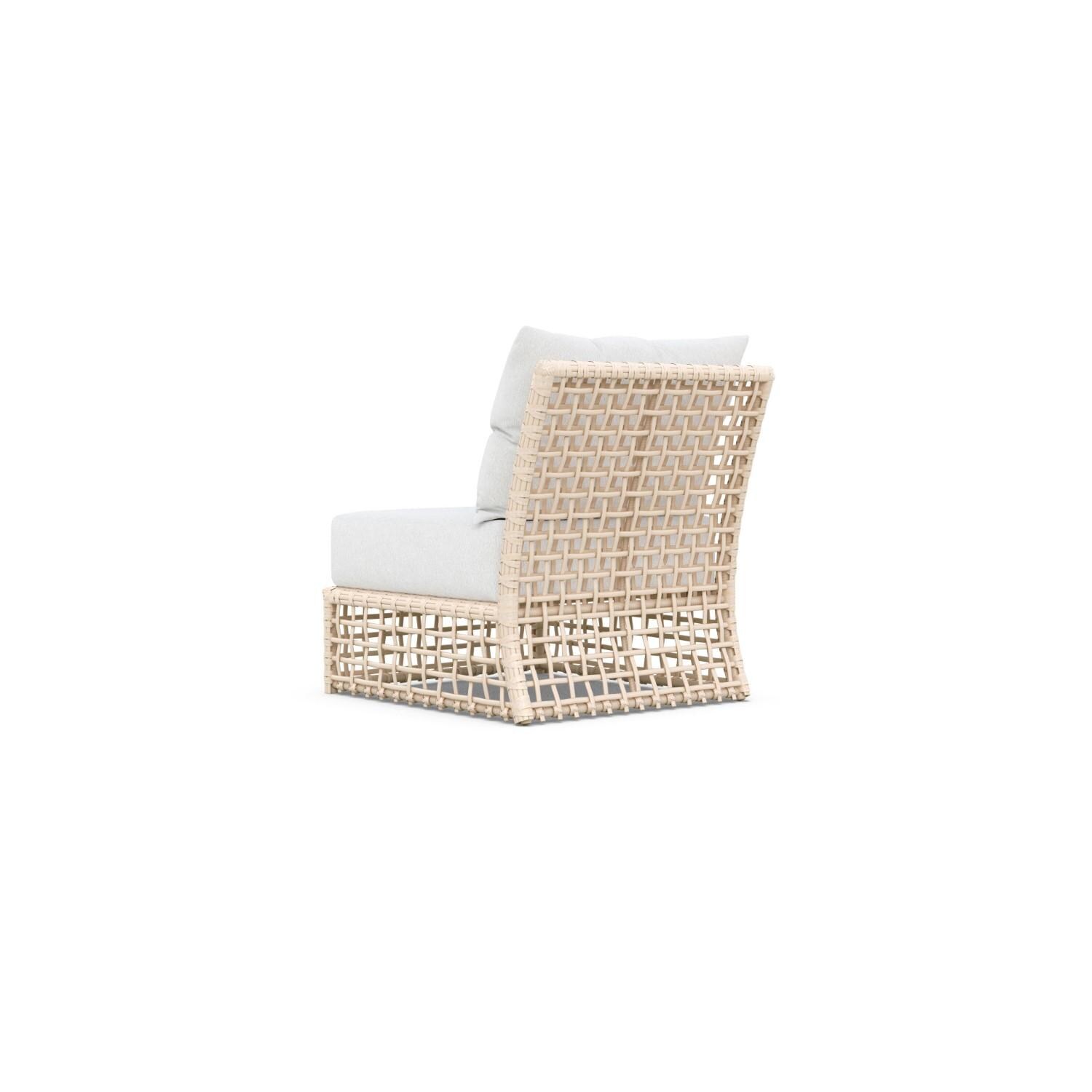 Azzurro Living KIA-W05AC-CU Kiawah Wicker Armless Club Chair in Almond/Cloud - Back - White Background thumbnail