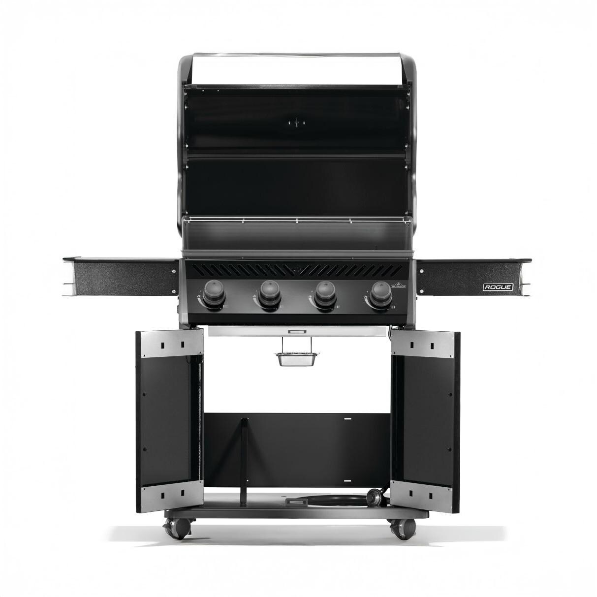 Napoleon R525NK-2-SS Rogue 525 4-Burner Natural Gas Grill w/ Stainless Steel Grids - Black - Open - White Background thumbnail