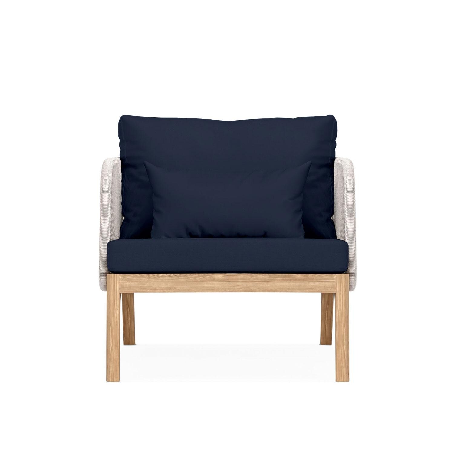 Willowlake Teak Club Chair in Indigo by Lakeview Outdoor Designs - Front View - White Background thumbnail