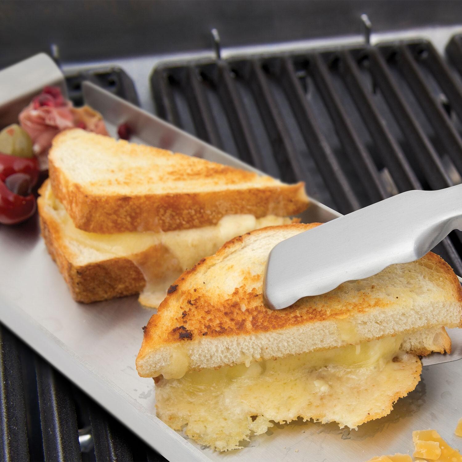 Broil King 64003 4pc Baron Tool Set - Using Tongs For Grilled Cheese - Lifestyle thumbnail