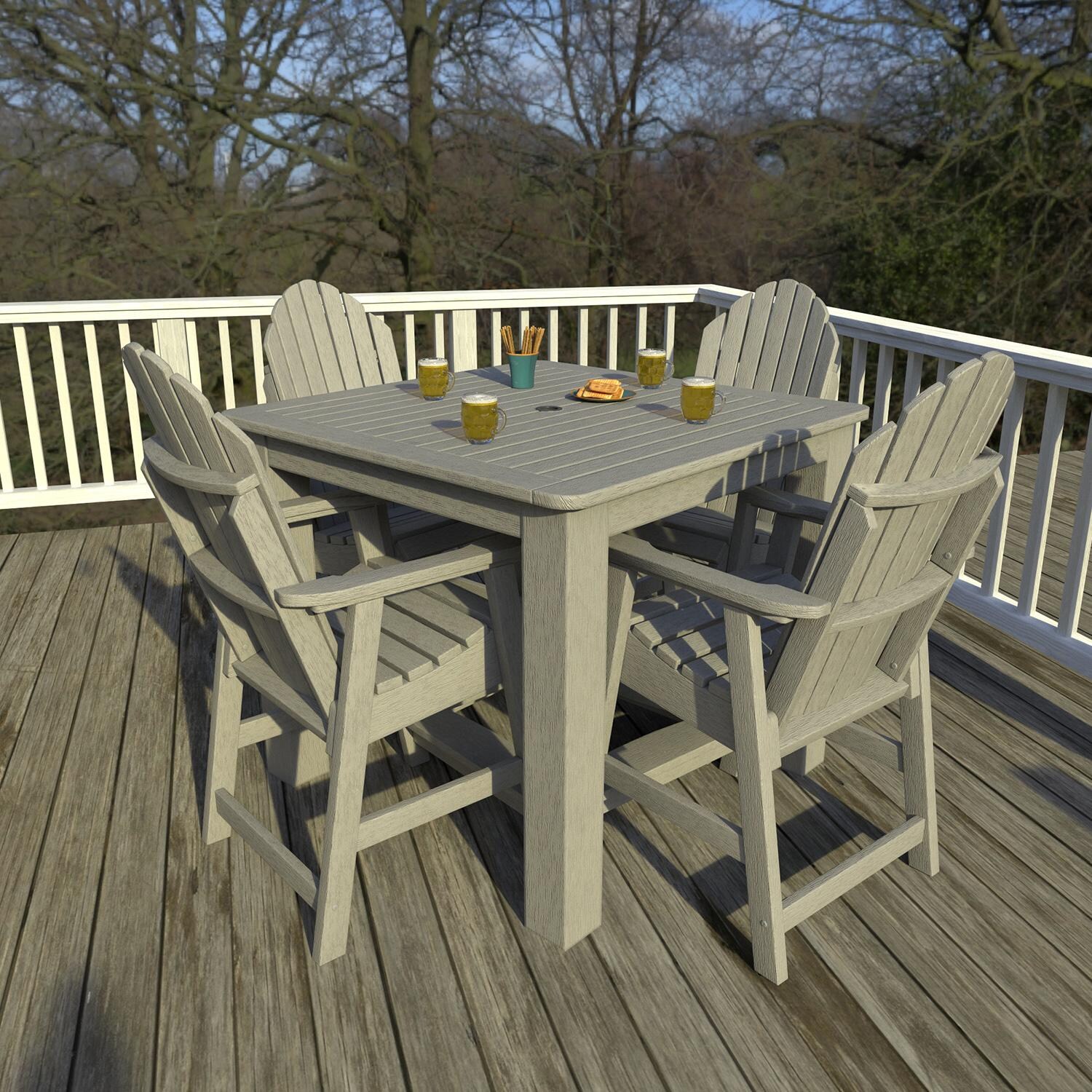 Dream Bay 5 Pc Recycled Plastic Square Counter Height Dining Set in Harbor Gray by Lakeview Outdoor Designs