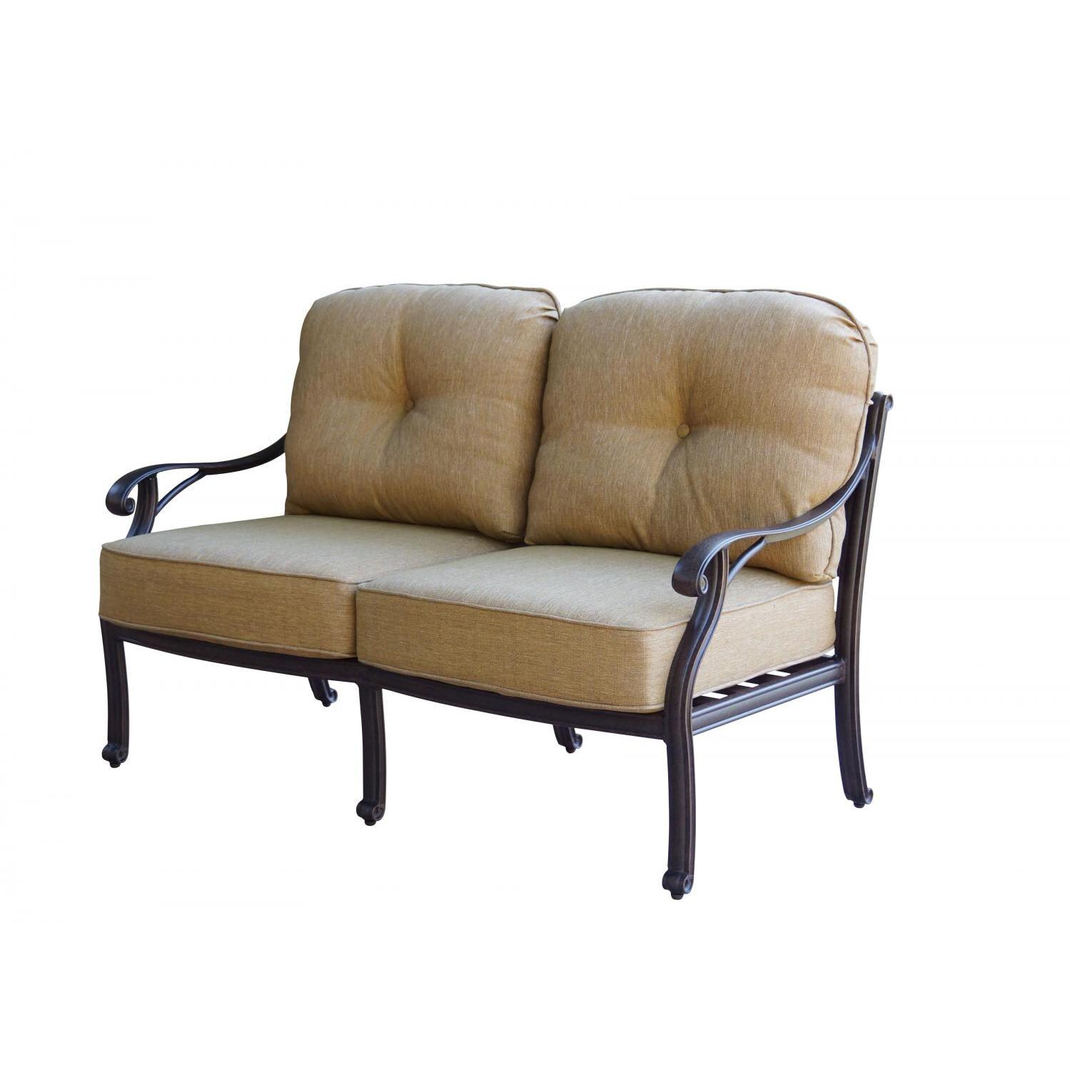 Darlee B/DL603-4PC-60BP Nassau 4 Piece Cast Aluminum Patio Conversation Set W/ 42 X 21 Inch Coffee Table & Sesame Cushions - Loveseat thumbnail