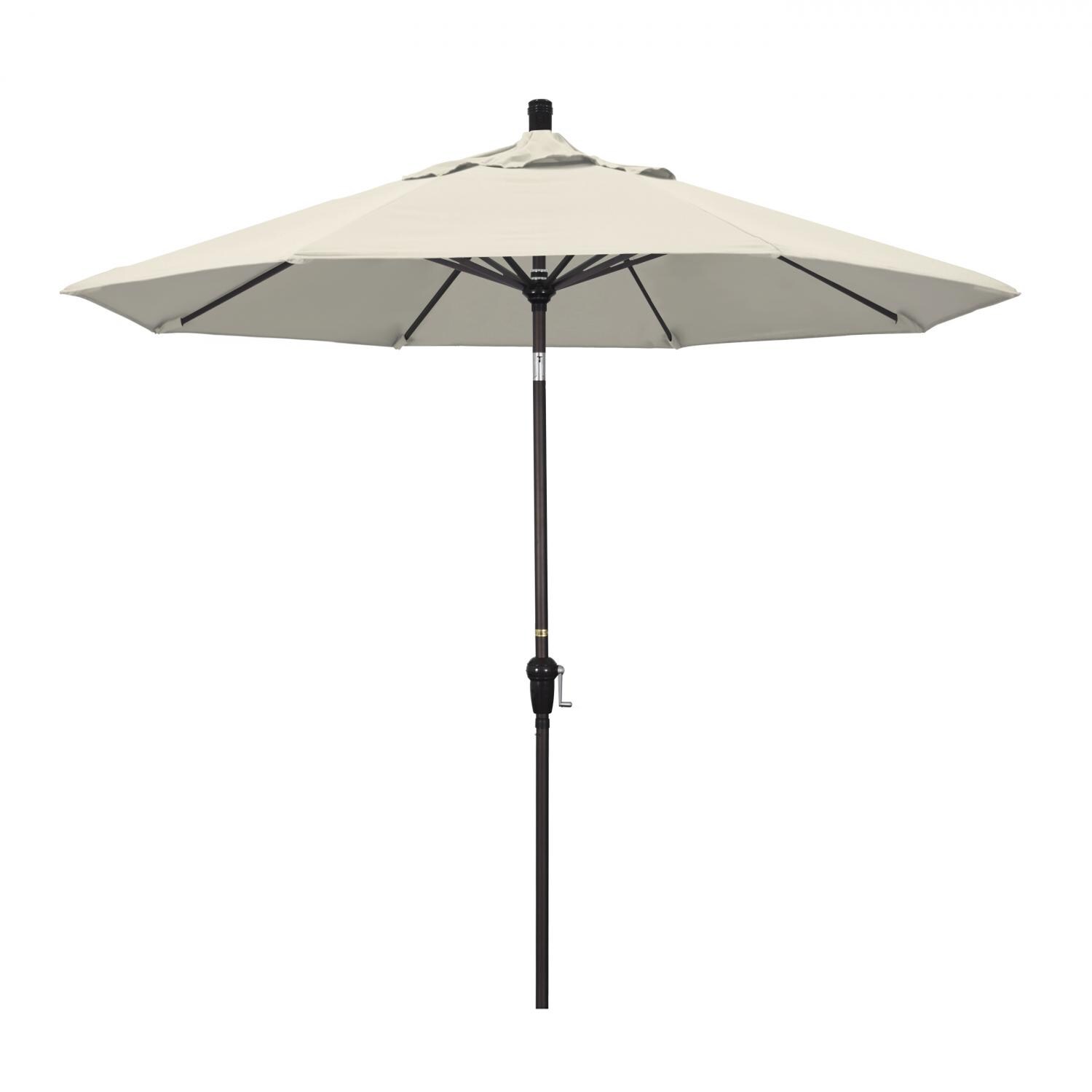 California Umbrella 9 Ft. Octagonal Aluminum Auto Tilt Patio Umbrella W/ Crank Lift & Aluminum Ribs - Bronze Frame / Olefin Antique Beige Canopy