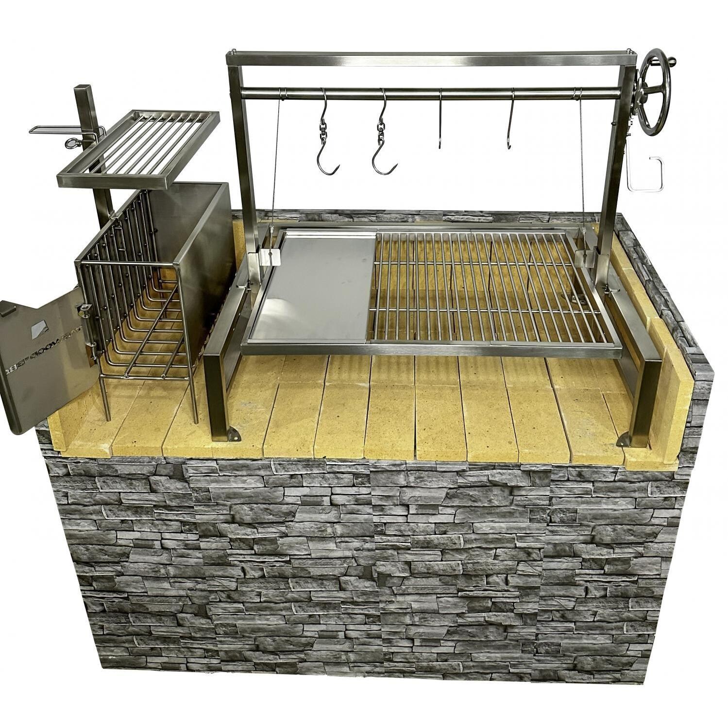 Tagwood BBQ BBQ09SS Insert Style Argentine Santa Maria Wood Fire & Charcoal Grill - Interchangeable Griddle Installed thumbnail