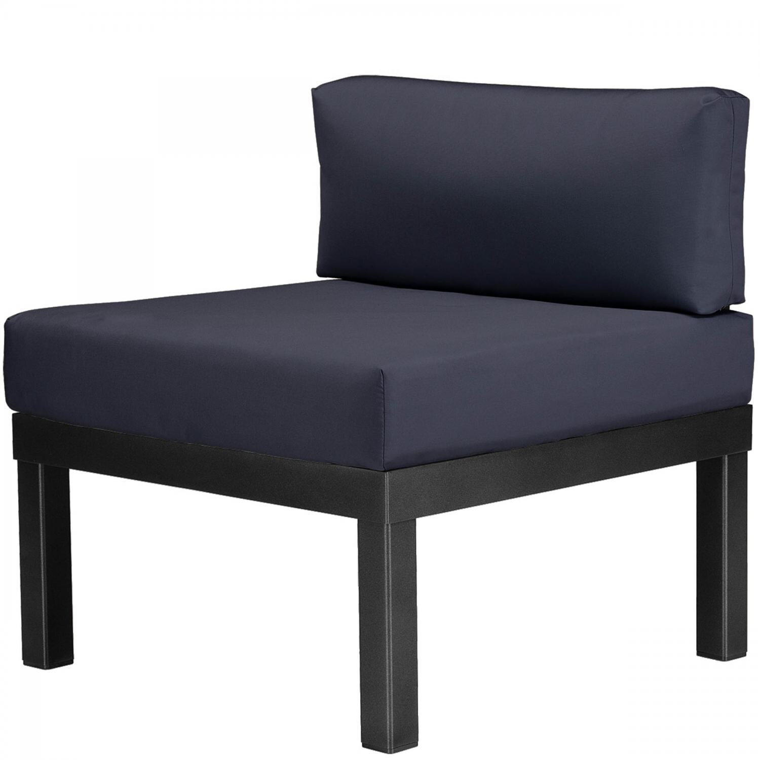 Ashbee Aluminum Armless Patio Sectional Chair By Telescope Casual - Textured Black/Indigo thumbnail