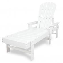 South Beach White Recycled Plastic Wood Patio Adirondack Chaise Lounge By POLYWOOD