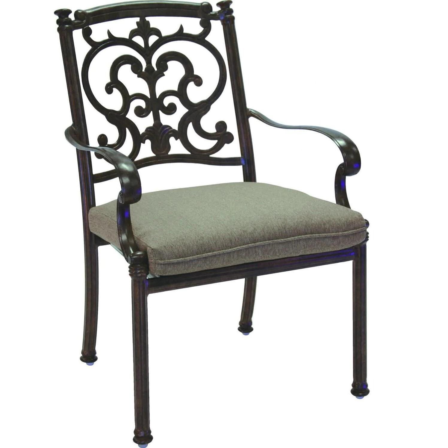 Darlee 201010-9PC-60XLD Santa Barbara 9 Piece Cast Aluminum Patio Dining Arm Chair Set W/ 92 X 42 Inch Rectangular Table & Sesame Cushions - Dining Arm Chair thumbnail