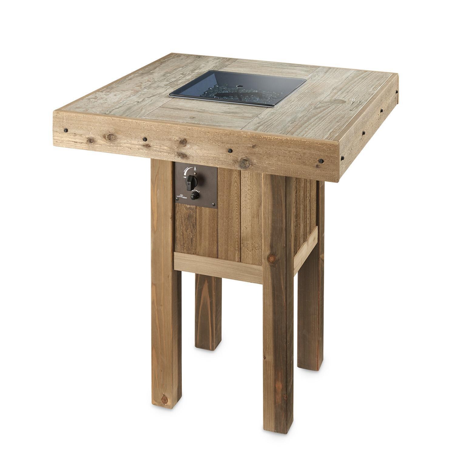 The Outdoor GreatRoom Company Westport Square Pub Height Gas Fire Pit Table with 16-Inch Crystal Fire Burner - Includes grey glass burner thumbnail