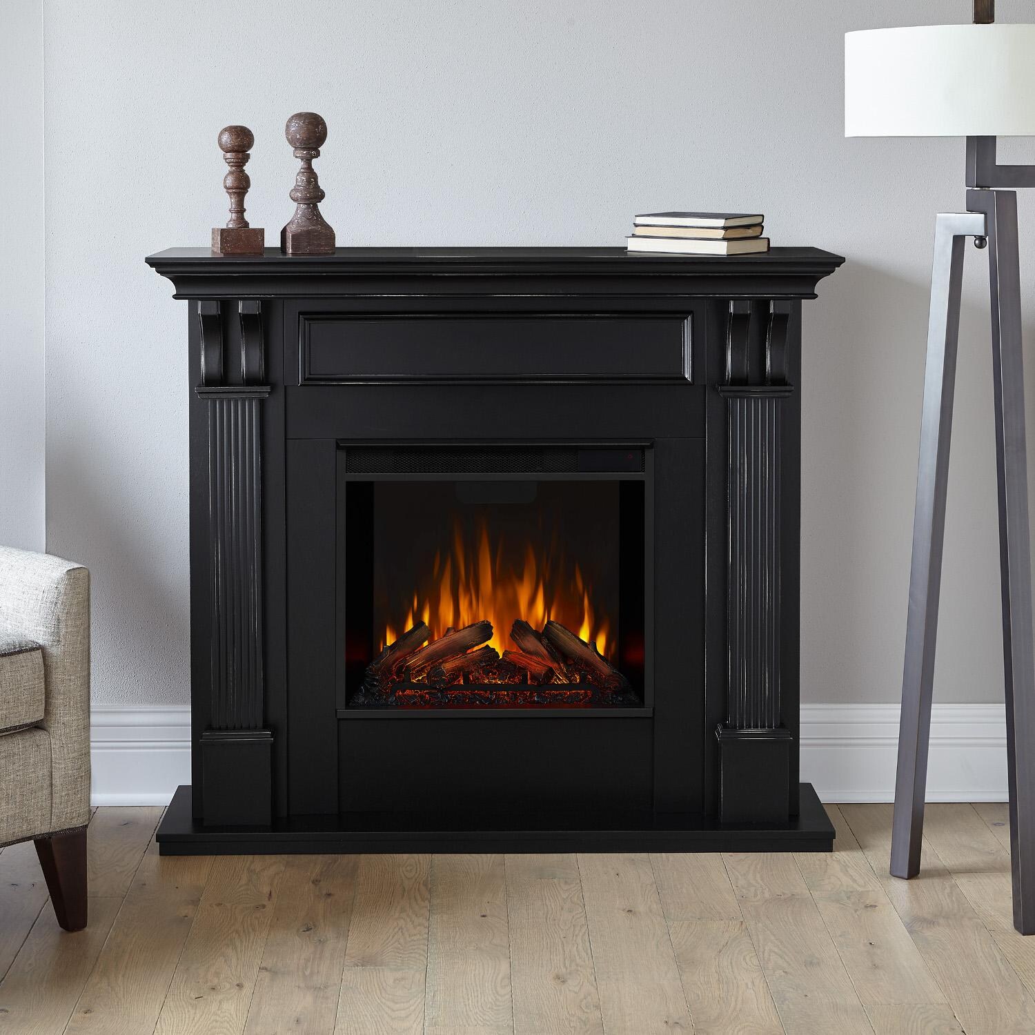 Real Flame 7100E-BW Ashley 48-Inch Electric Fireplace With Mantel - Blackwash
