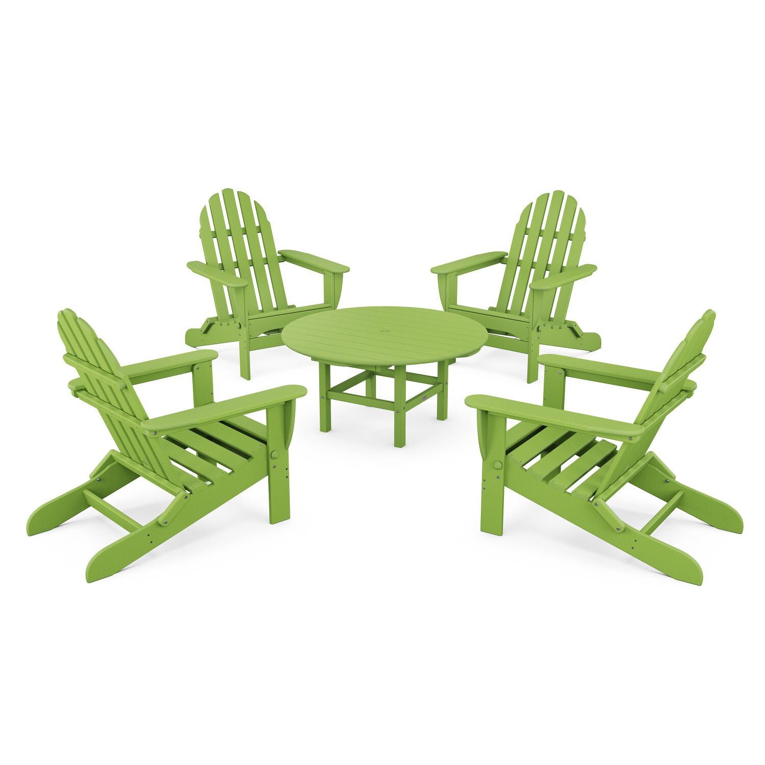 POLYWOOD PWS119-1-LI Classic Folding Adirondack 5-Piece Conversation Group thumbnail