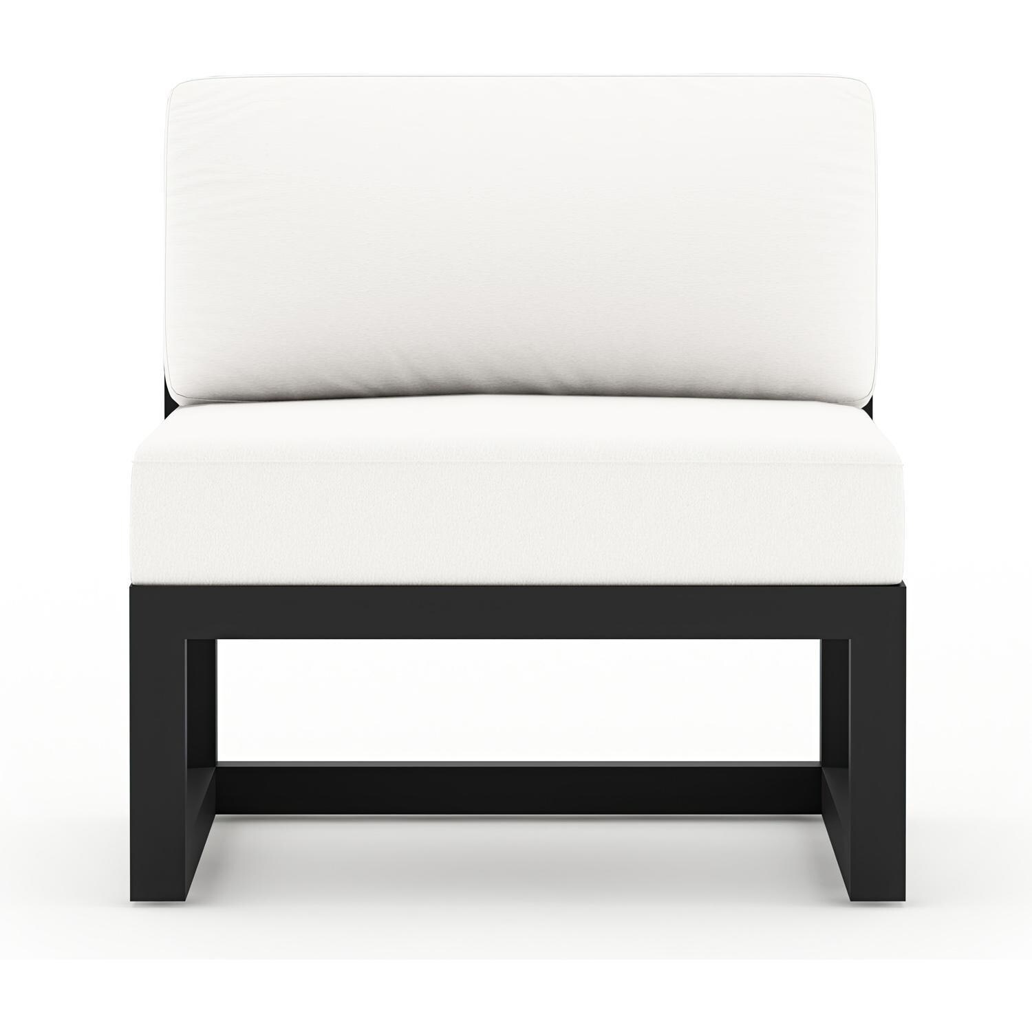 Lakeview MSTYCV-BK-5SEC-CN Misty Cove 5 Pc Aluminum Sectional Set in Black w/Portal Coffee Table & Canvas Natural Cushions by Lakeview Outdoor Designs - Middle Section - White Background thumbnail