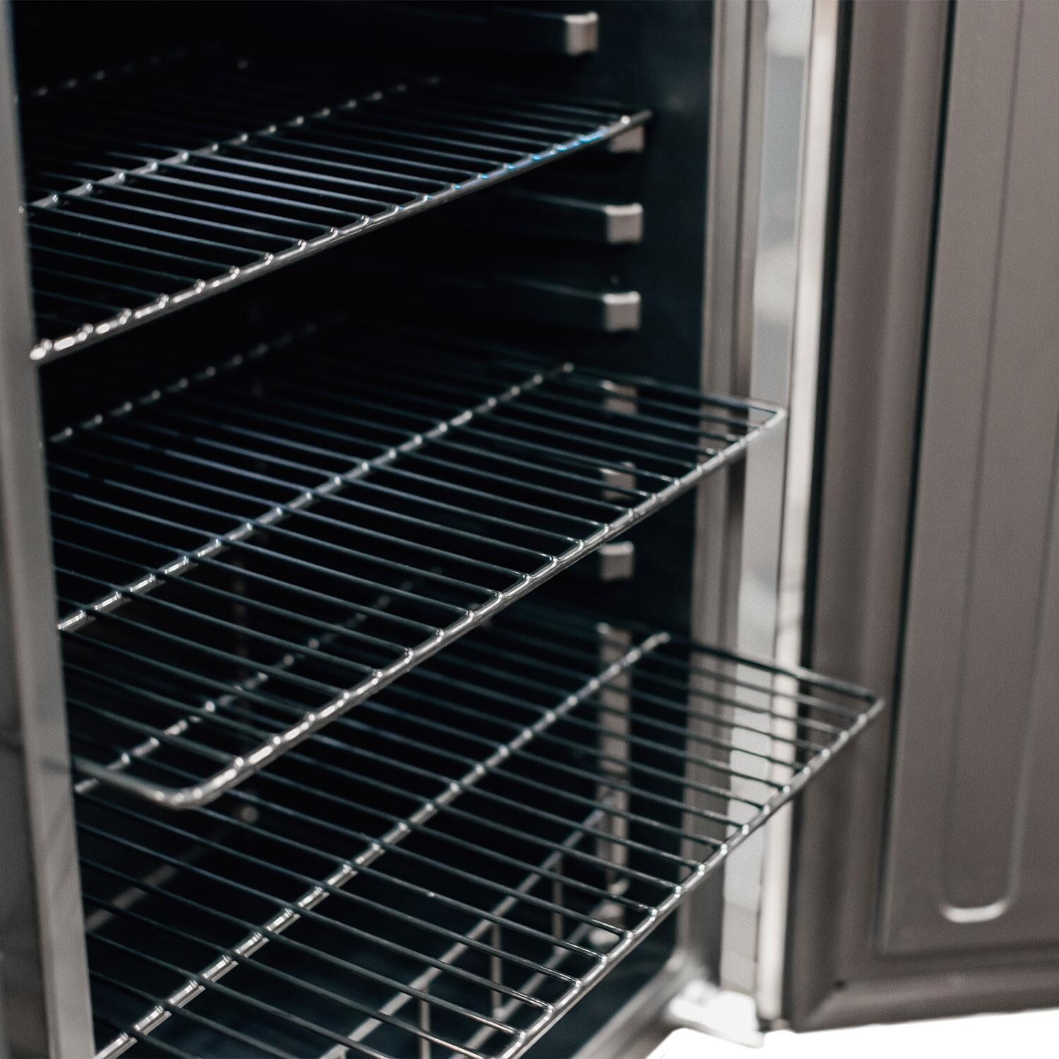 Summerset RFR-22D 22 Inch Right Hinge Deluxe Outdoor Approved Compact Refrigerator - Shelves - White Background thumbnail