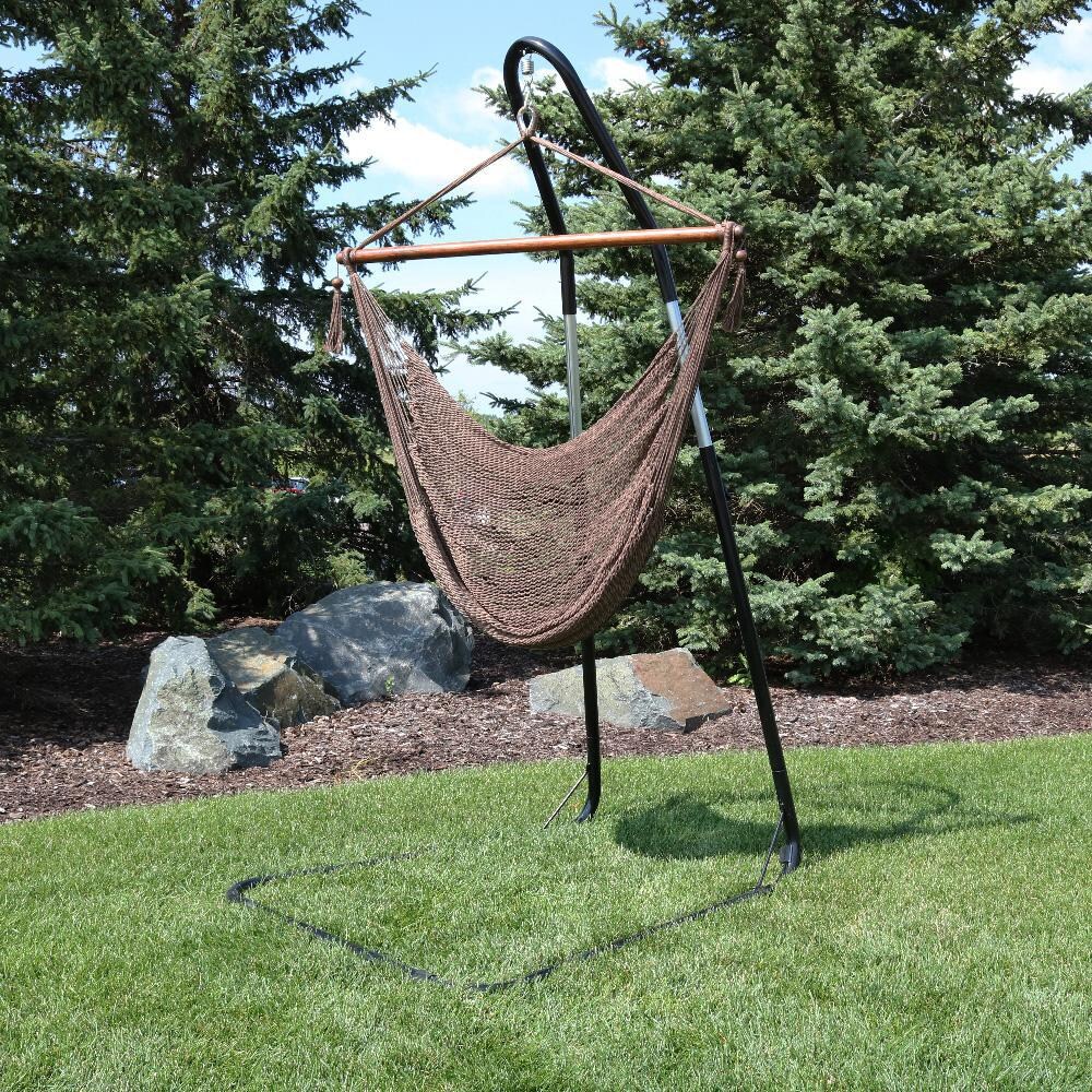 Ultimate Patio Extra Large Hanging Caribbean Hammock Chair w/ Adjustable Stand - Mocha - Lifestyle thumbnail