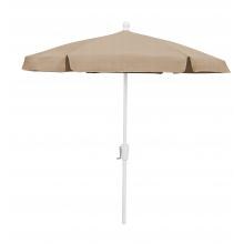 FiberBuilt 7.5 Ft. Aluminum Market Patio Umbrella W/ Crank Lift - White Pole / Beige Vinyl