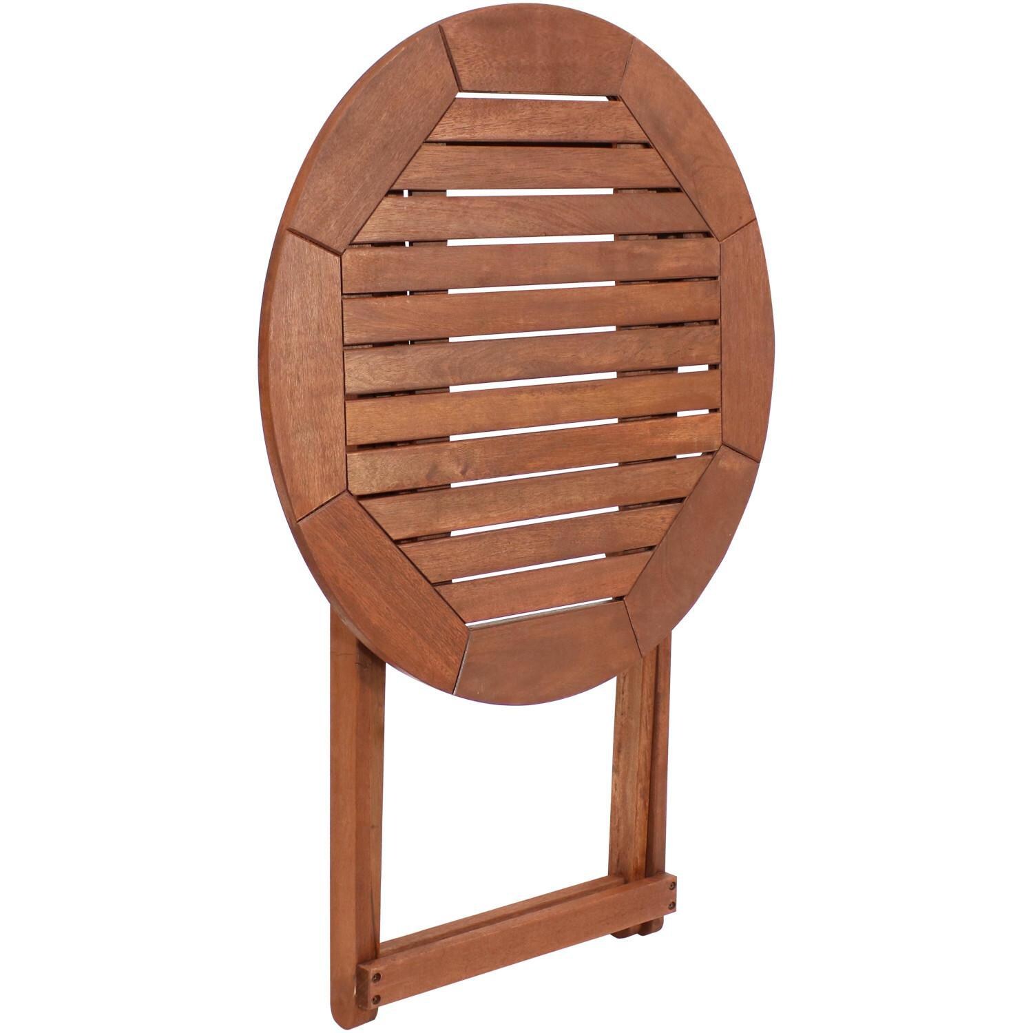 Ultimate Patio 27 1/2-Inch Round Meranti Wood Folding Outdoor Bistro Table W/ Teak Oil Finish - Folded thumbnail