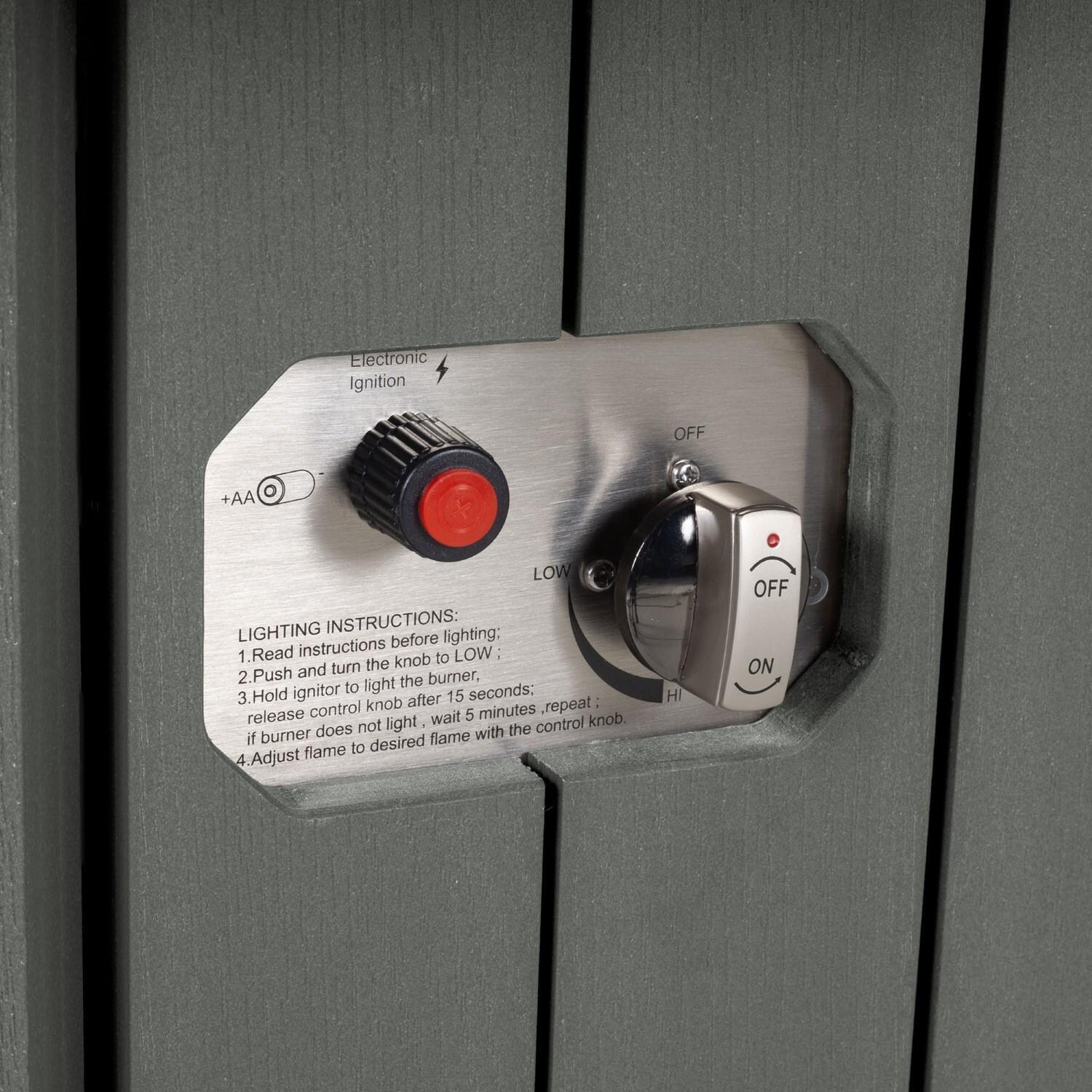 Harborview Octagonal Fire Pit Table in Coastal Teak by Lakeview Outdoor Designs - Controls - Detail thumbnail